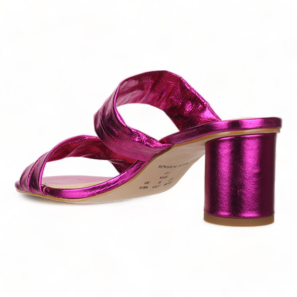 Bruno Menegatti Victoria Leather Slide Sandal - Hot Pink Leather Heel