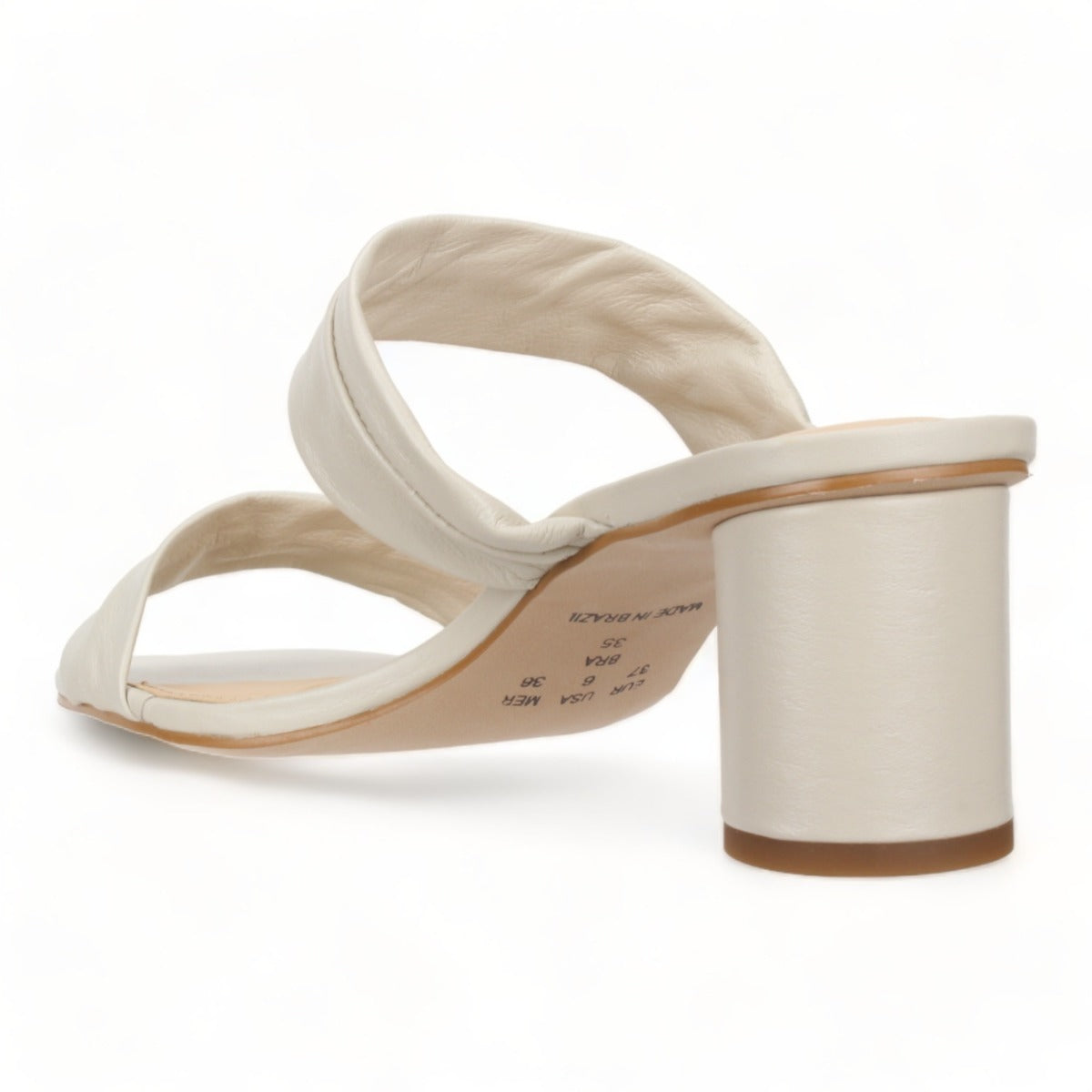 Bruno Menegatti Victoria Leather Slide Sandal - Off White Leather Heel