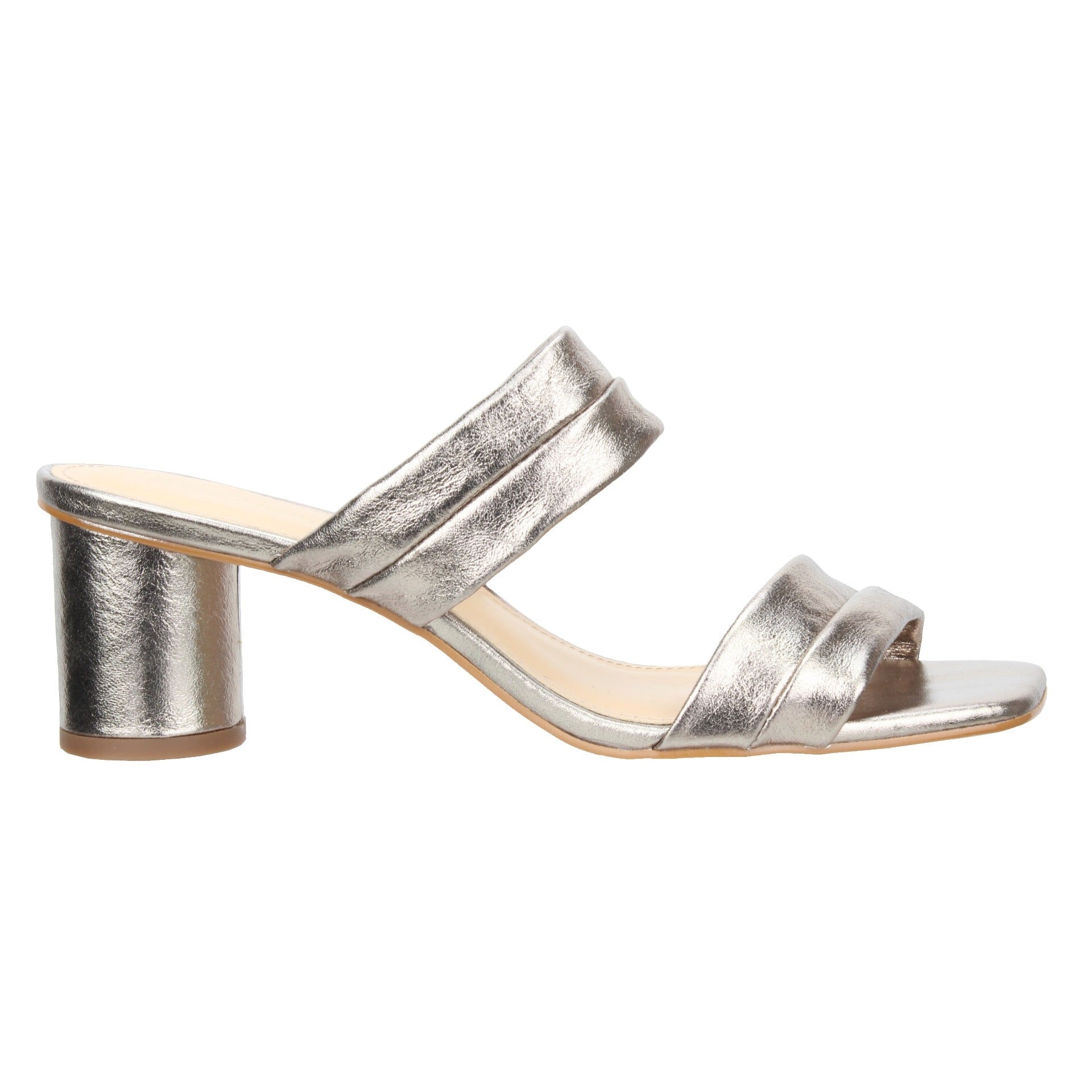 Bruno Menegatti Victoria Leather Slide Sandal - Pewter Leather Heel