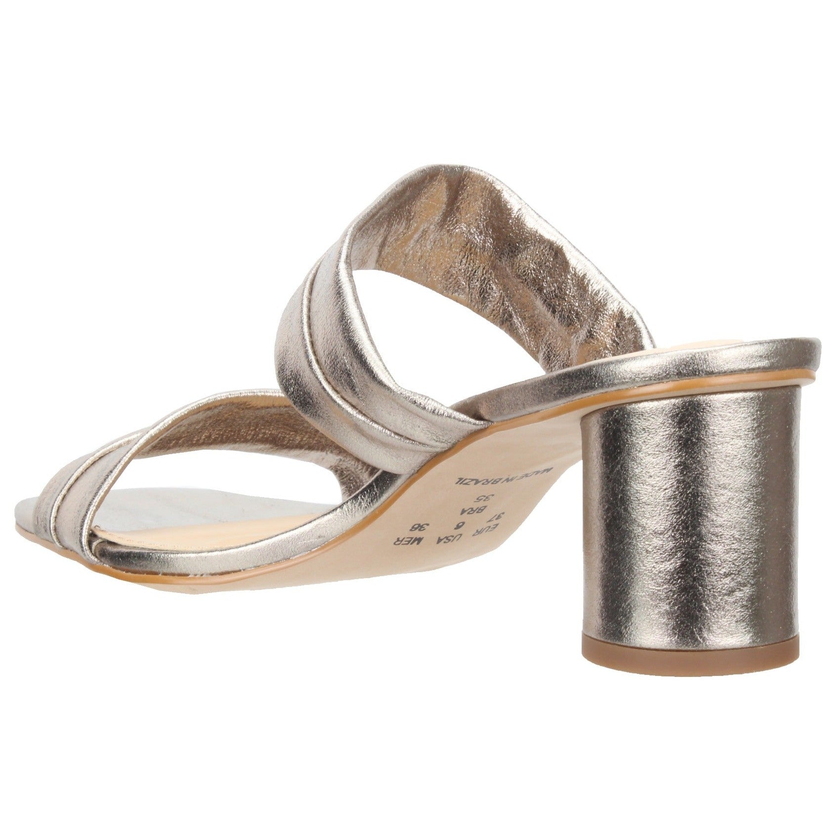 Bruno Menegatti Victoria Leather Slide Sandal - Pewter Leather Heel