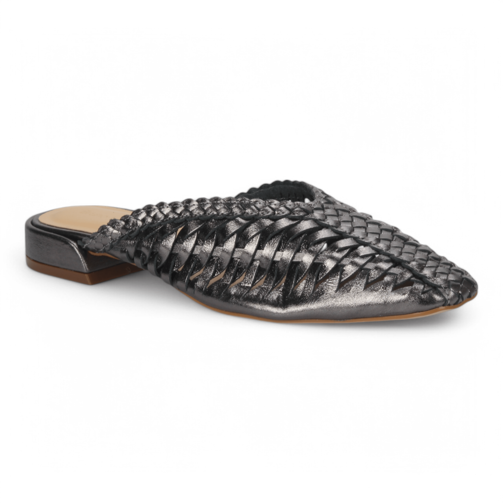 Bruno Menegatti Woven Leather Slide Mules - Carbon