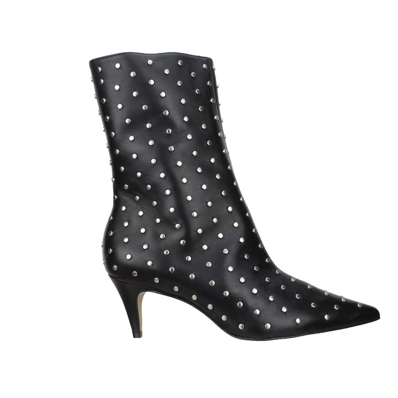 Carrano Aurora Leather Studded Mid-Calf Boot - Black