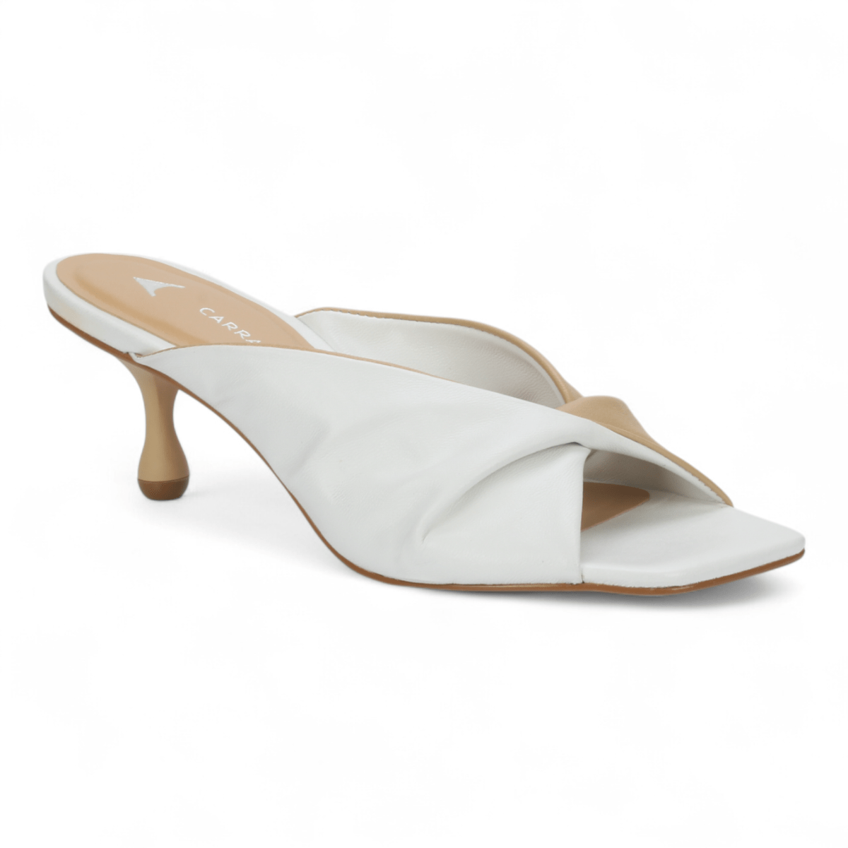 Carrano Elena Leather Slide Mule Sandal - White Cream