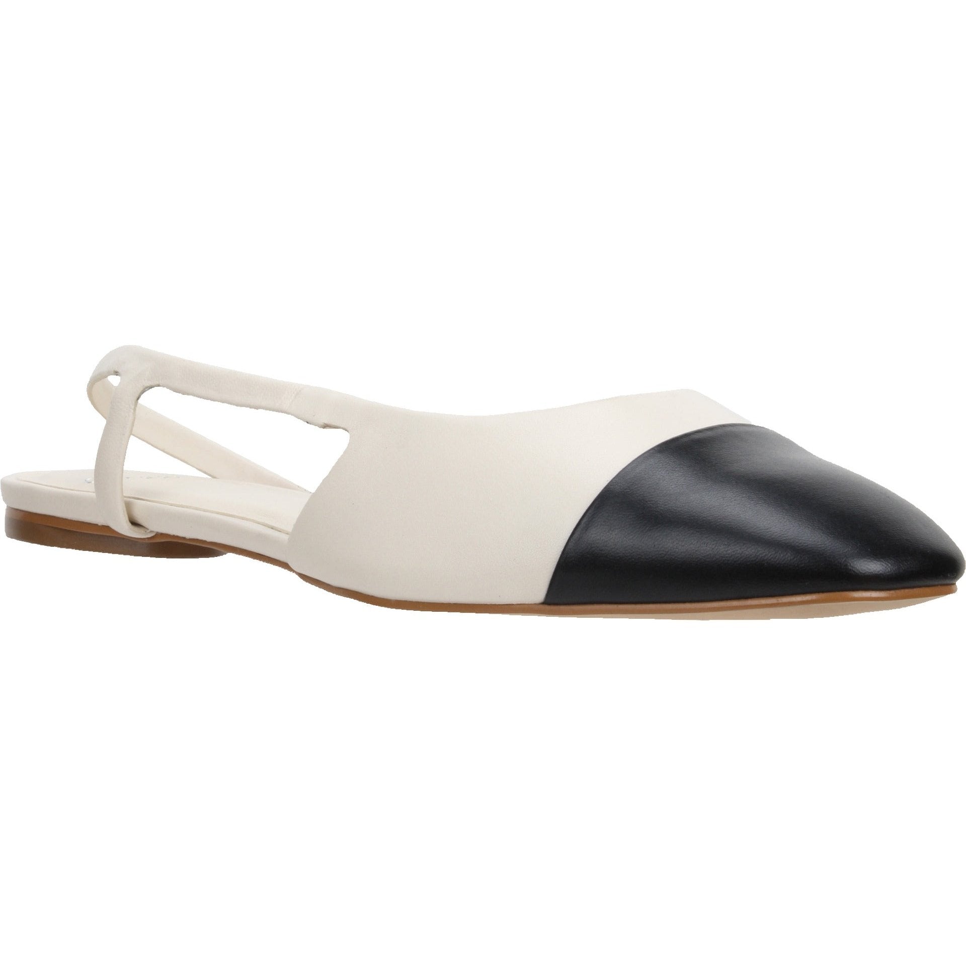 Carrano Eliz Sling Back Leather Dress Flat- Black/Latte