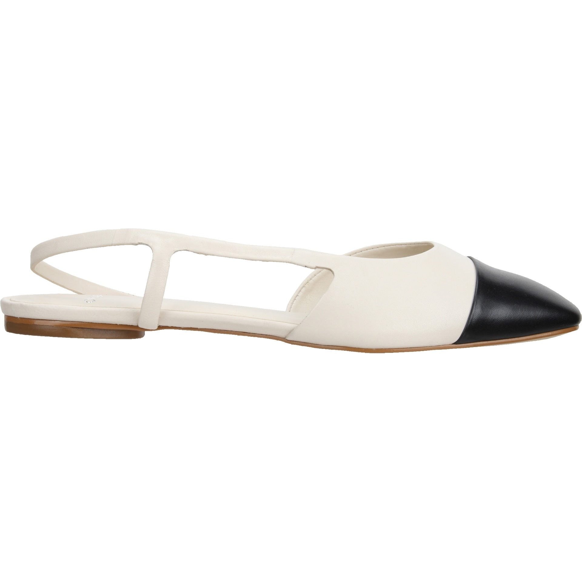 Carrano Eliz Sling Back Leather Dress Flat- Black/Latte