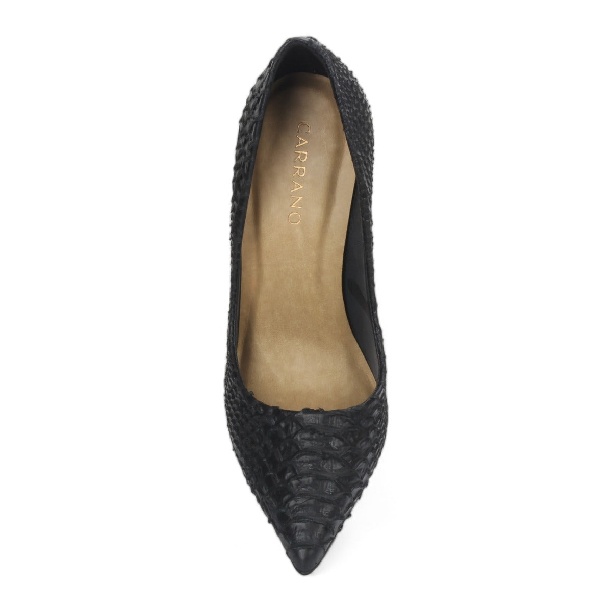 Carrano Martini Snake Skin Embossed Leather Pump - Black