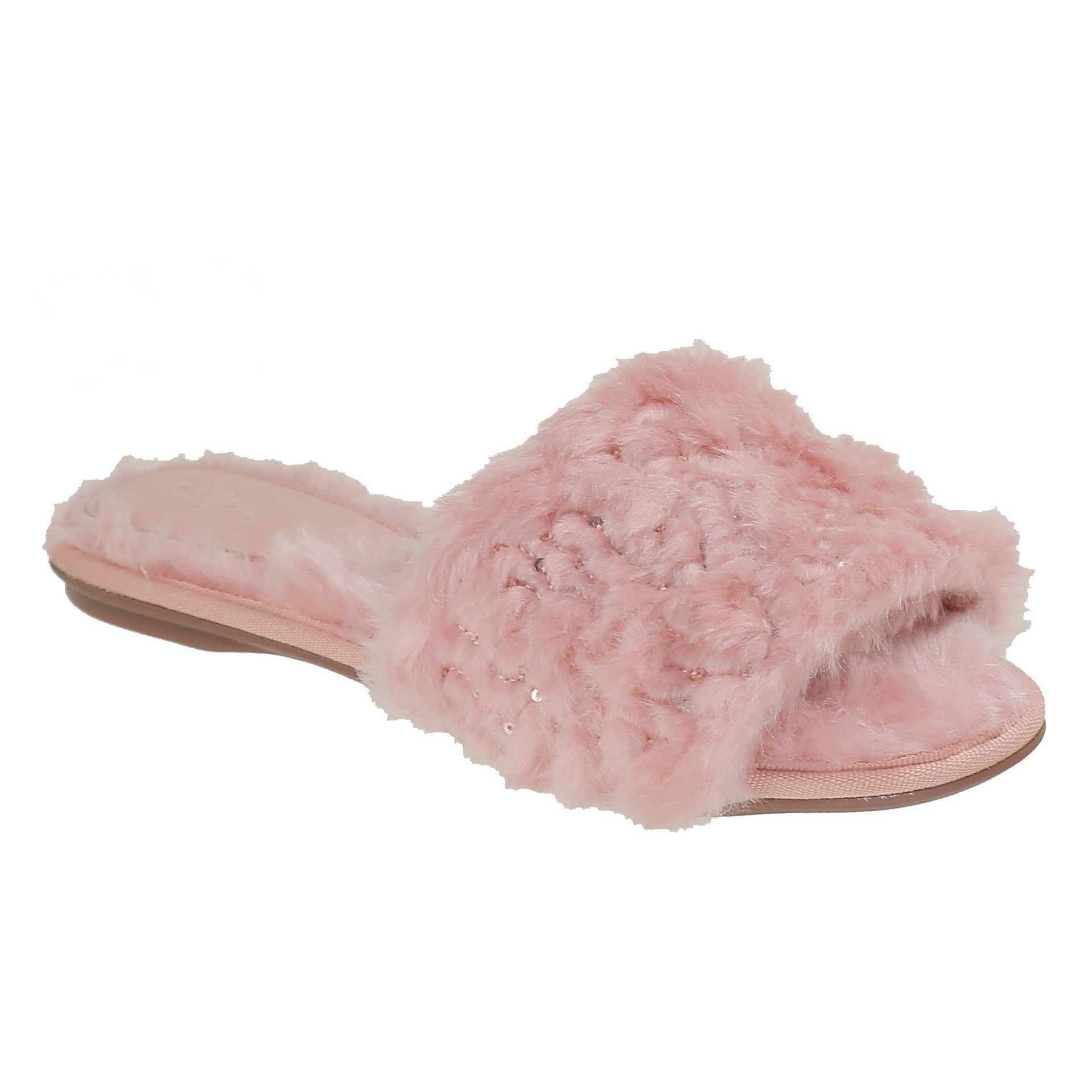 Valentina belle-fluffy slide rose sequins flat slippers