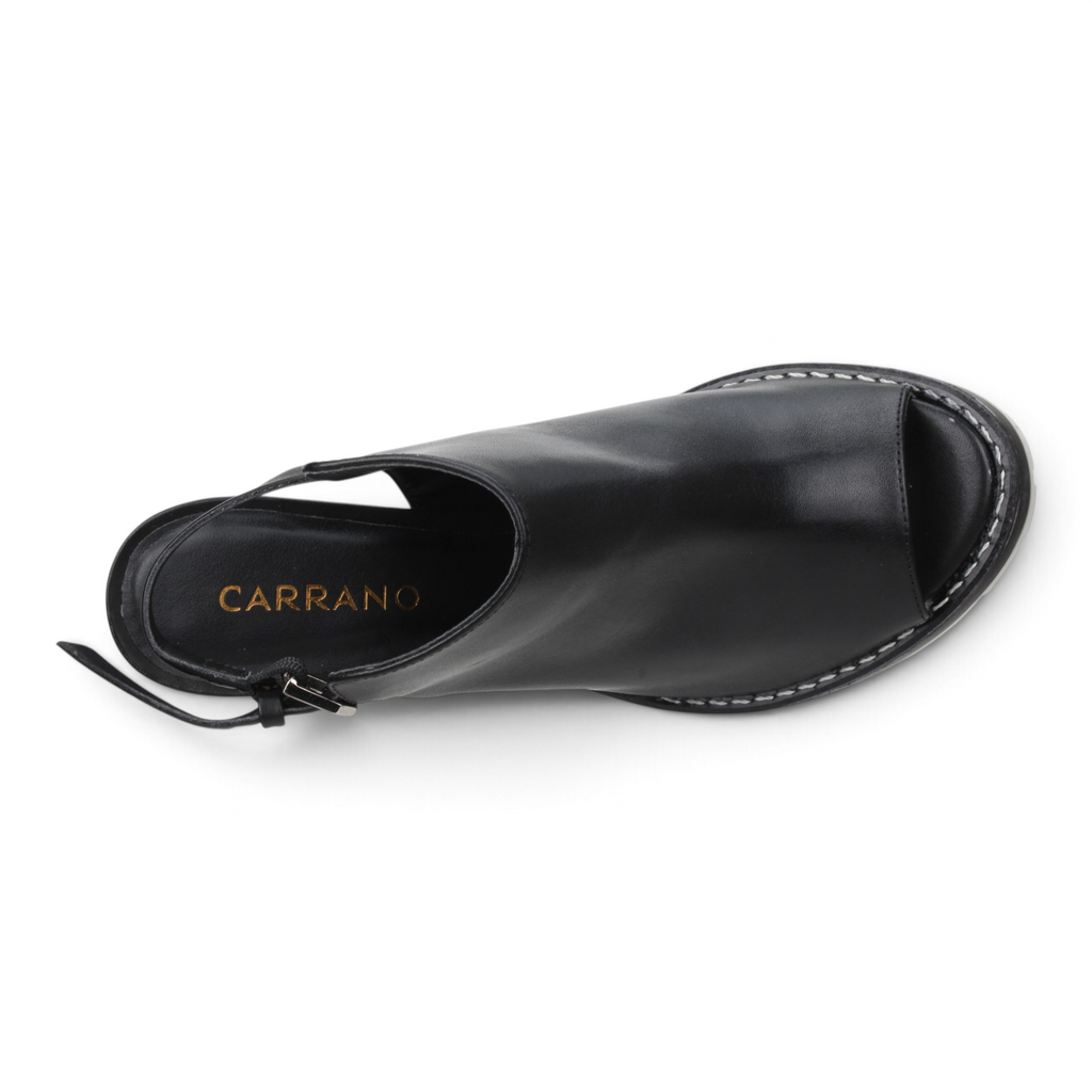 Carrano Luna Leather Tractor Sandal - Black Ice