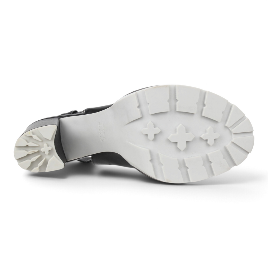 Carrano Luna Leather Tractor Sandal - Black Ice