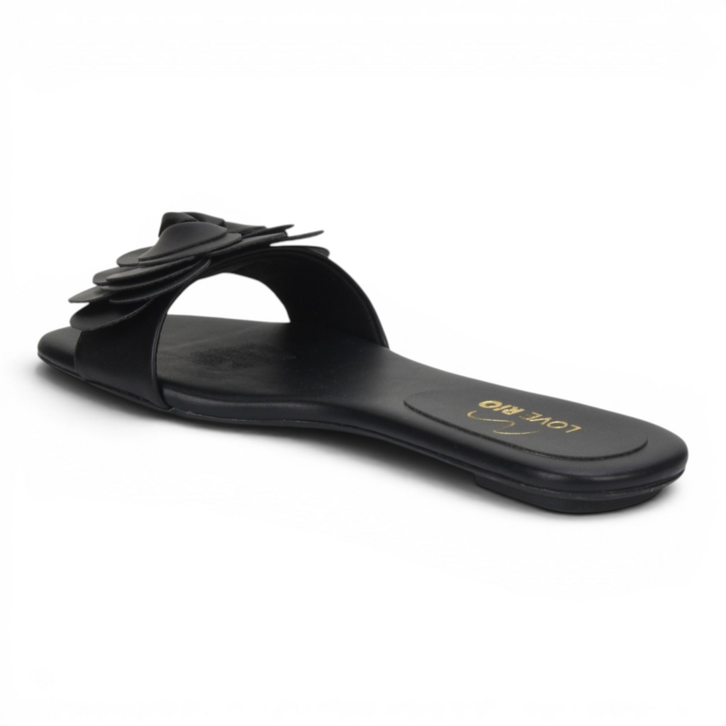 Love Rio Rosita Fine Threads Slide Sandal Rose Petals - Black