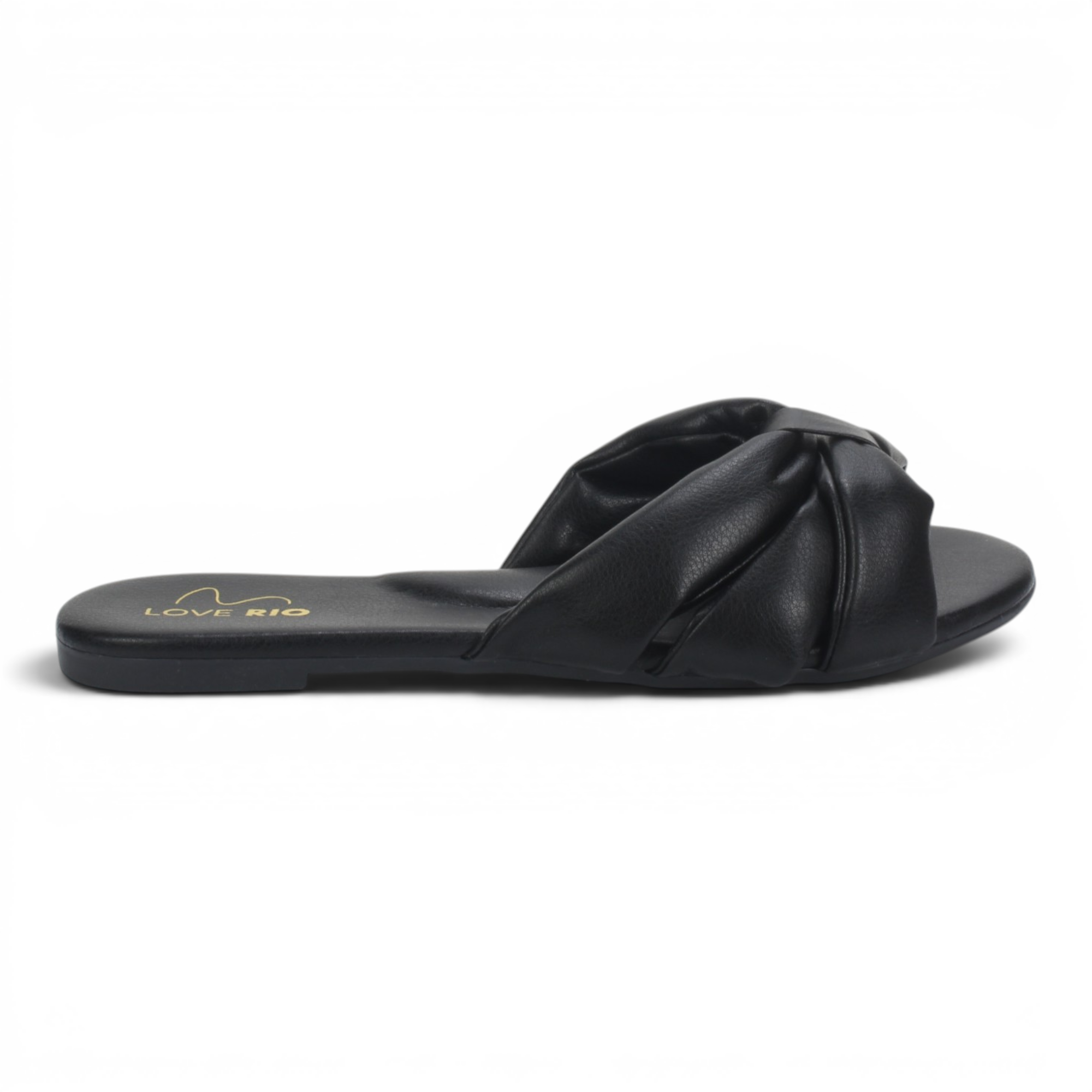 Love Rio Seaside Buzios Flat Slide Sandal - Black