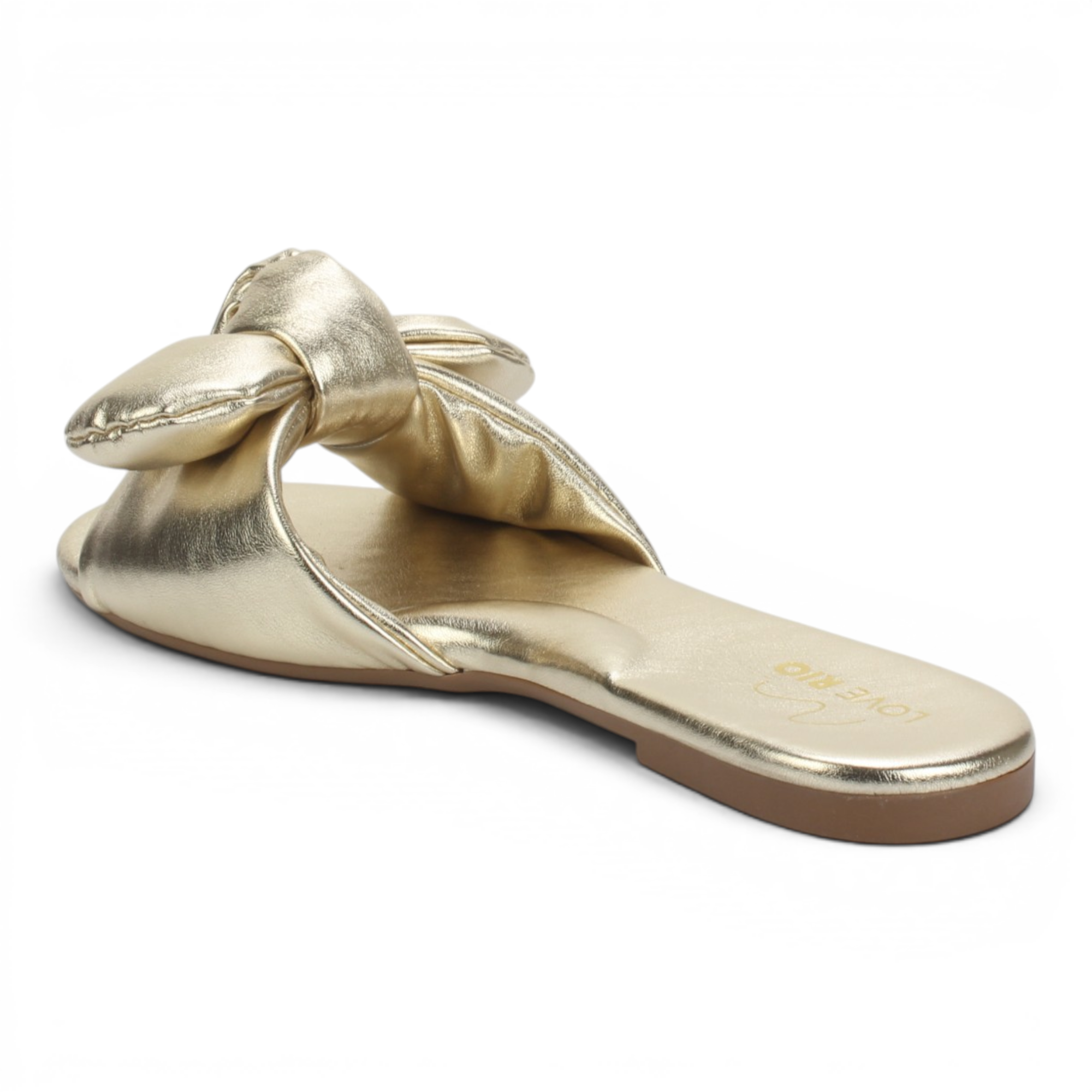 Love Rio Seaside Ipanema Flat Slide Bow Sandal - Gold