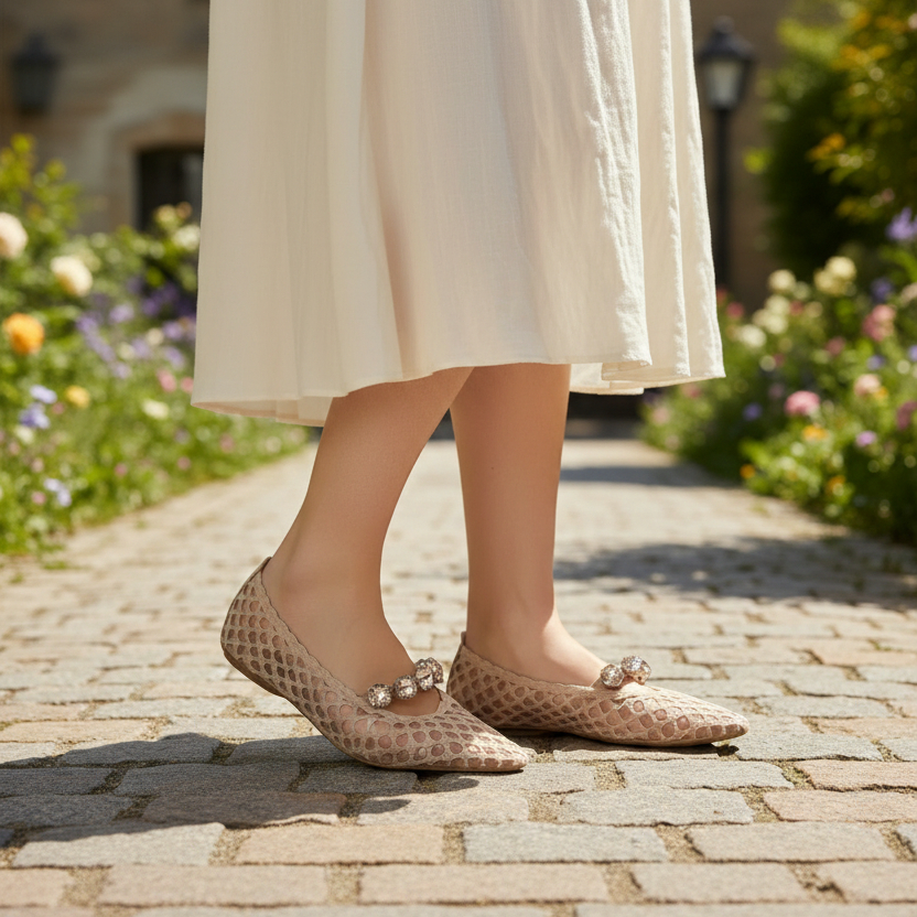 Love Rio Ballet Flats Stones Mesh - Blush