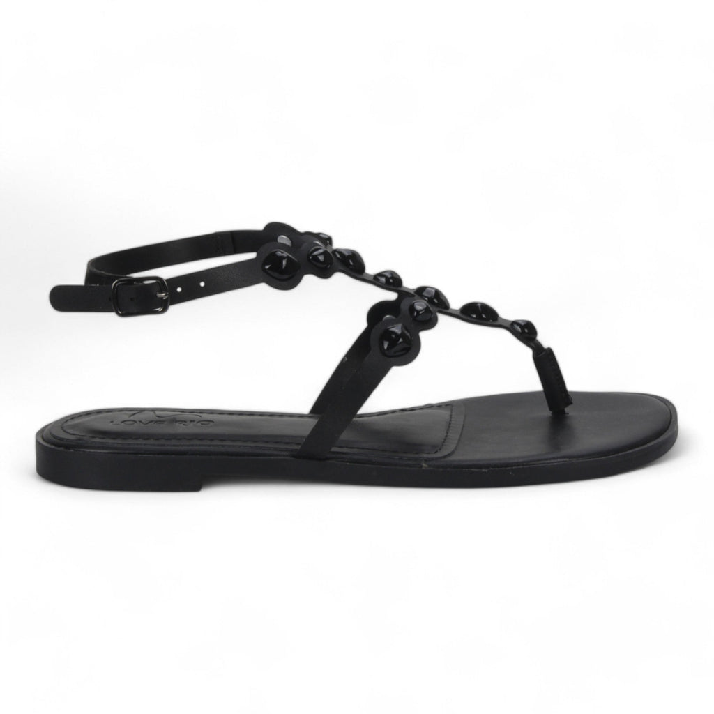Love Rio Bea Studded Flat Sandal - Black