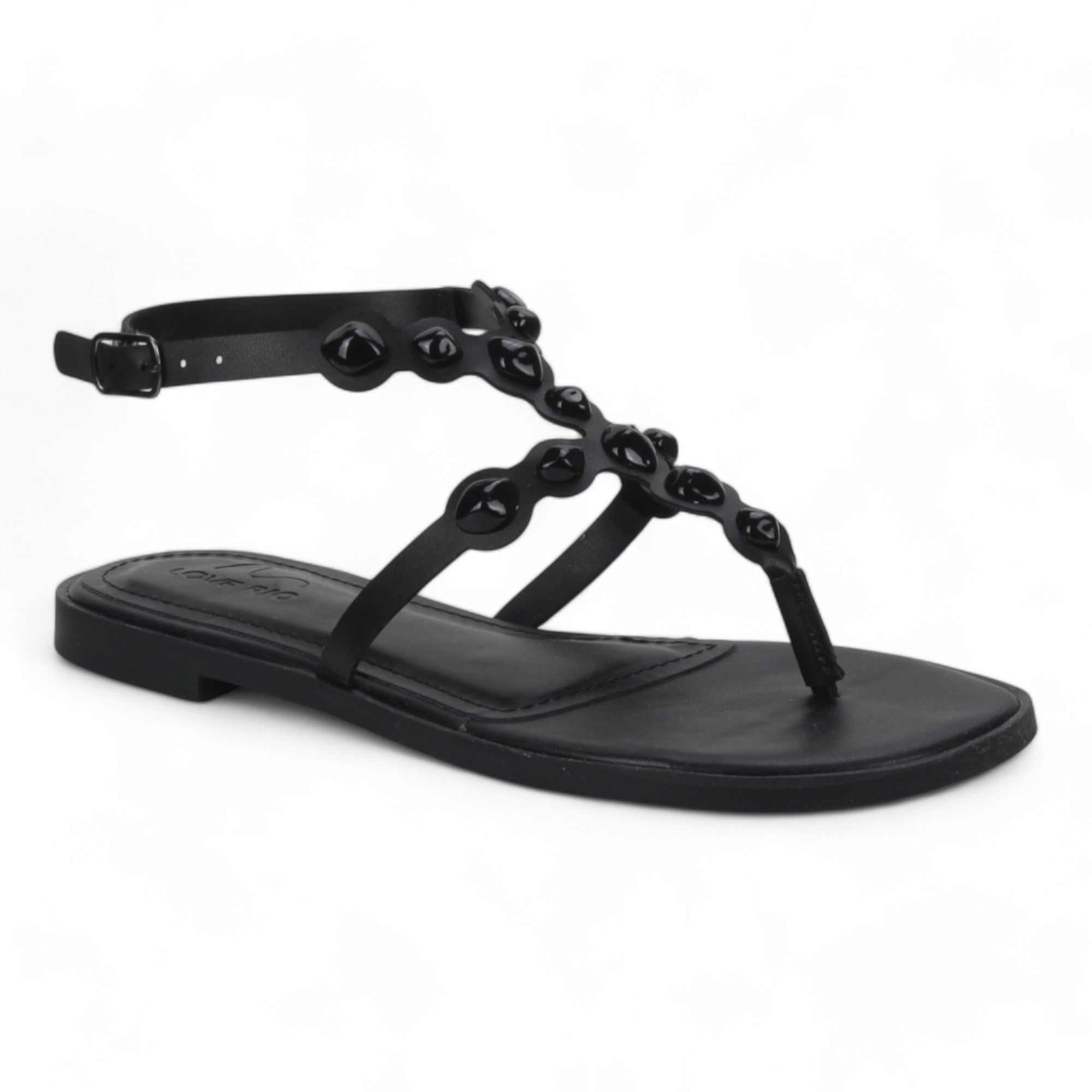 Love Rio Bea Studded Flat Sandal - Black