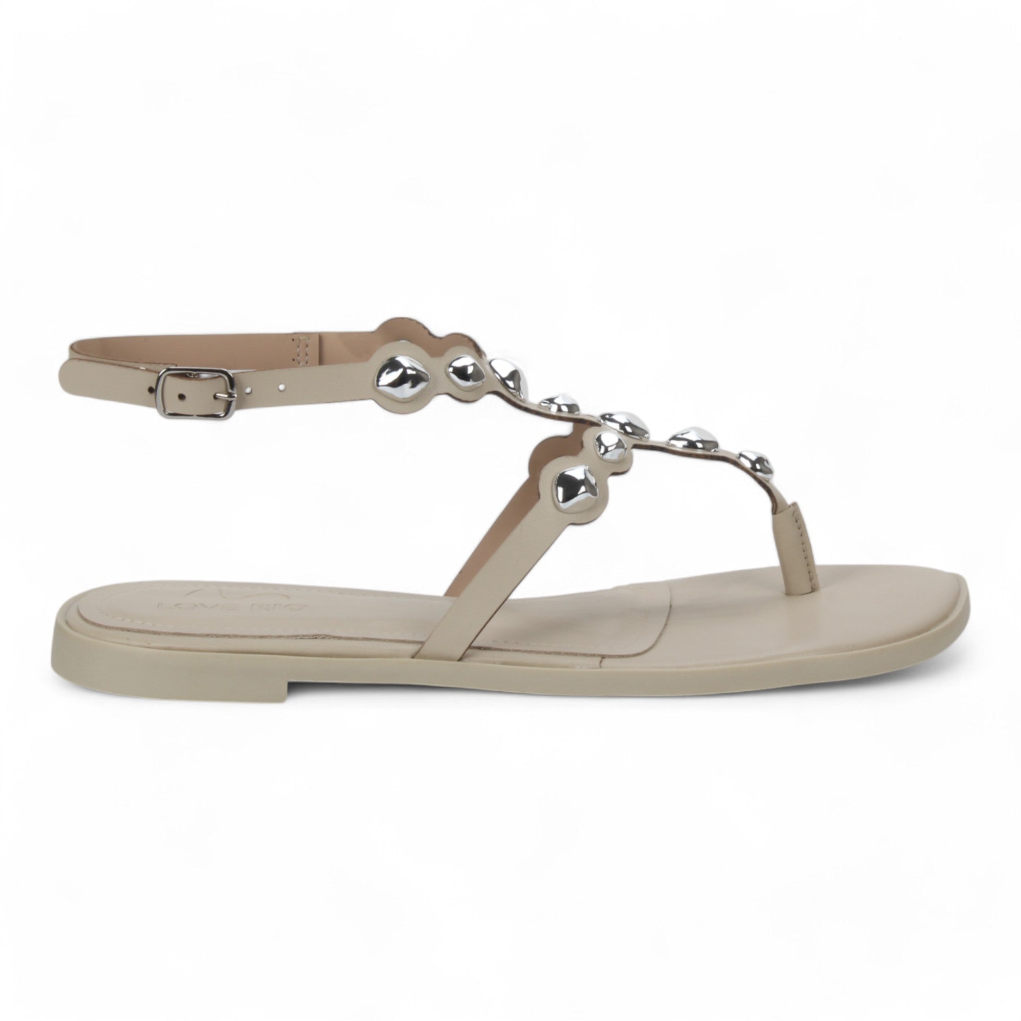 Love Rio Bea Studded Flat Sandal - Bone