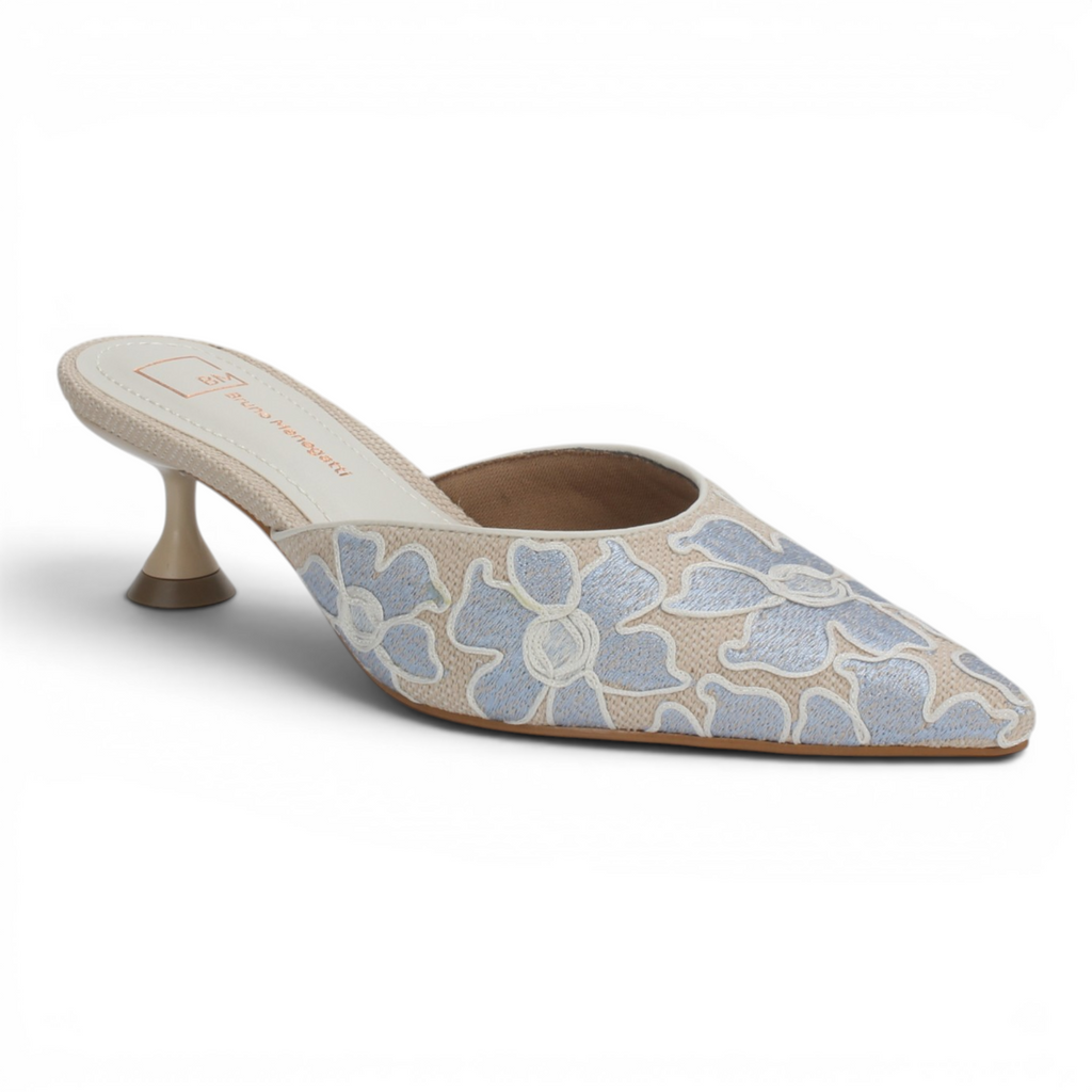 Bruno Menegatti Tabitha Embroidered Mule - Blue