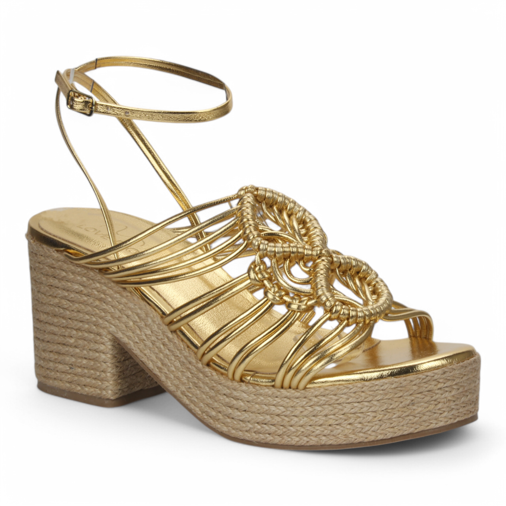 Love Rio Marigold Strappy Rope Wedge - Gold