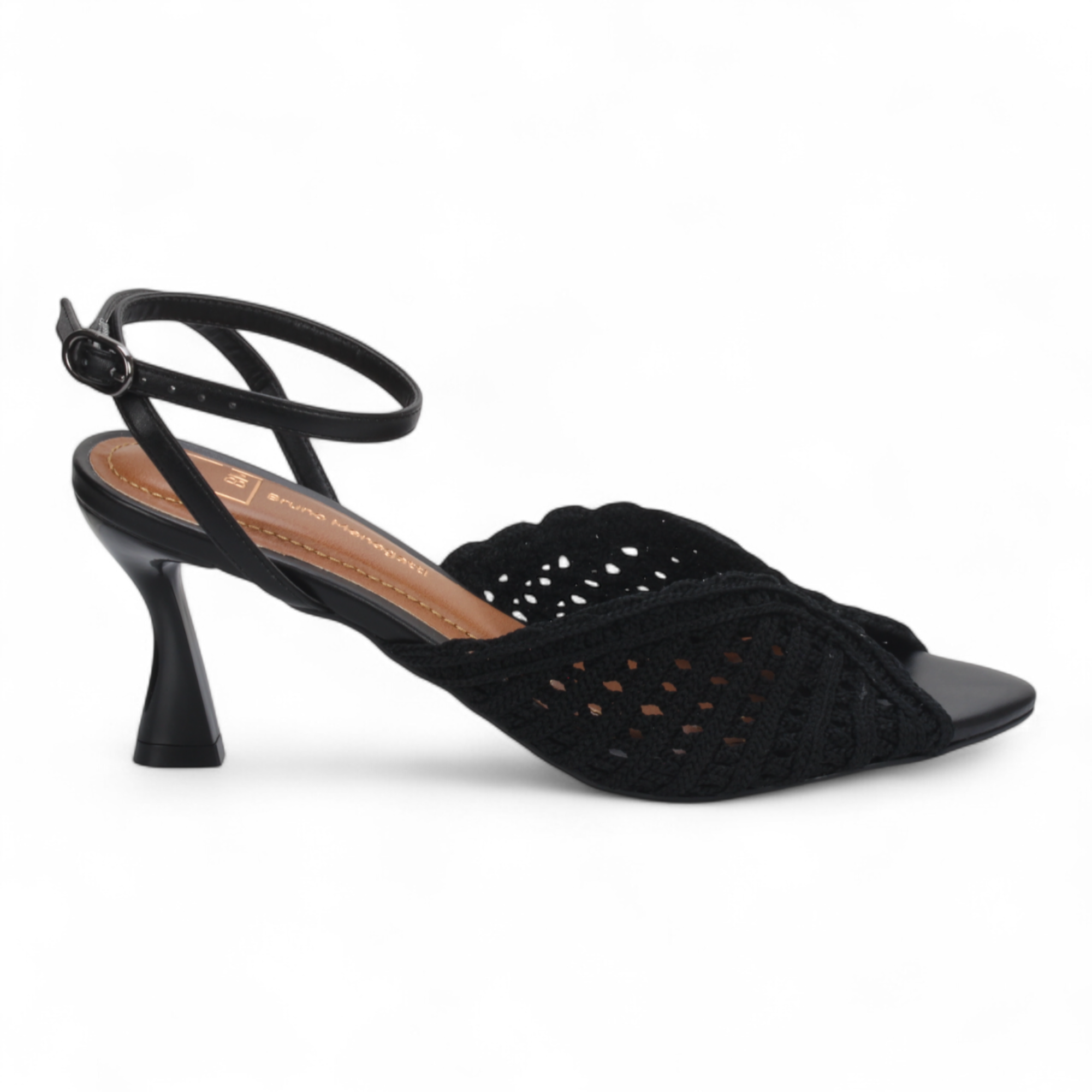 Bruno Menegatti Ankle Strap Crochet Sandal - Black