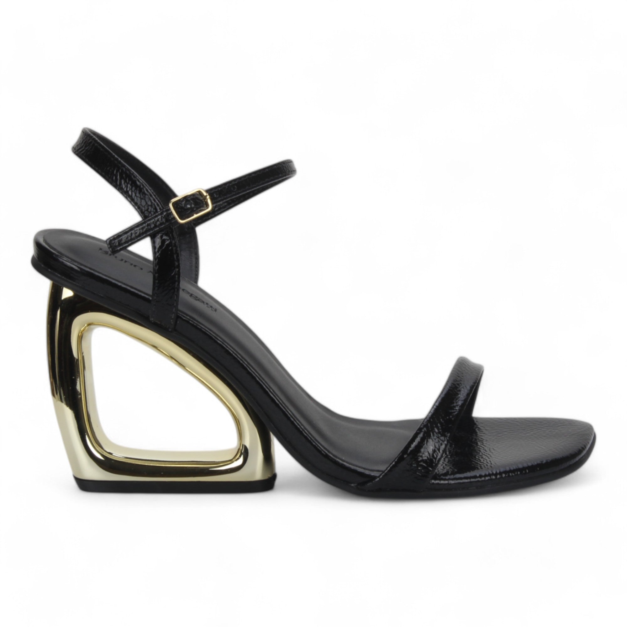 Bruno Menegatti Etna Patent Dress Sandal Sculpted Heel - Black