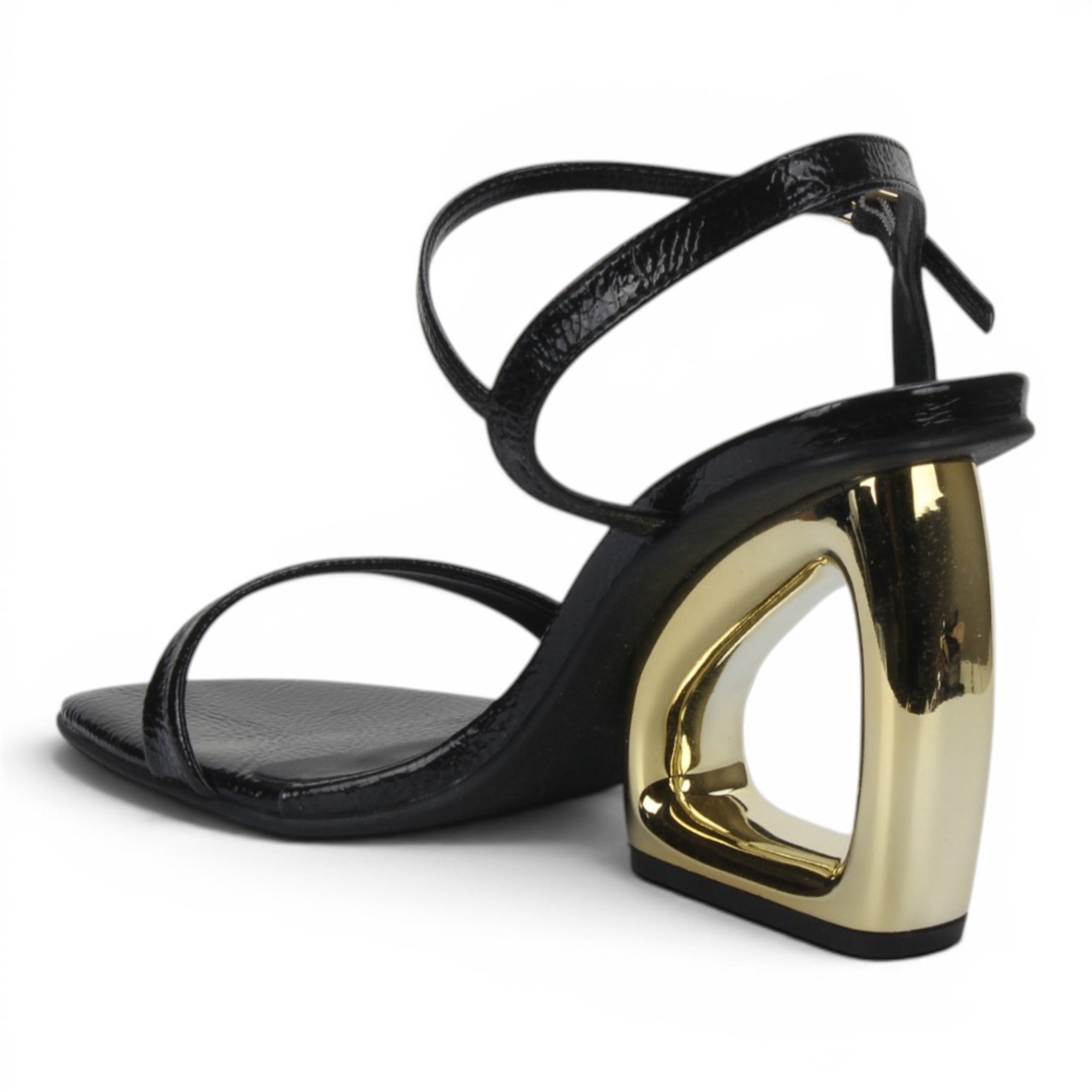 Bruno Menegatti Etna Patent Dress Sandal Sculpted Heel - Black