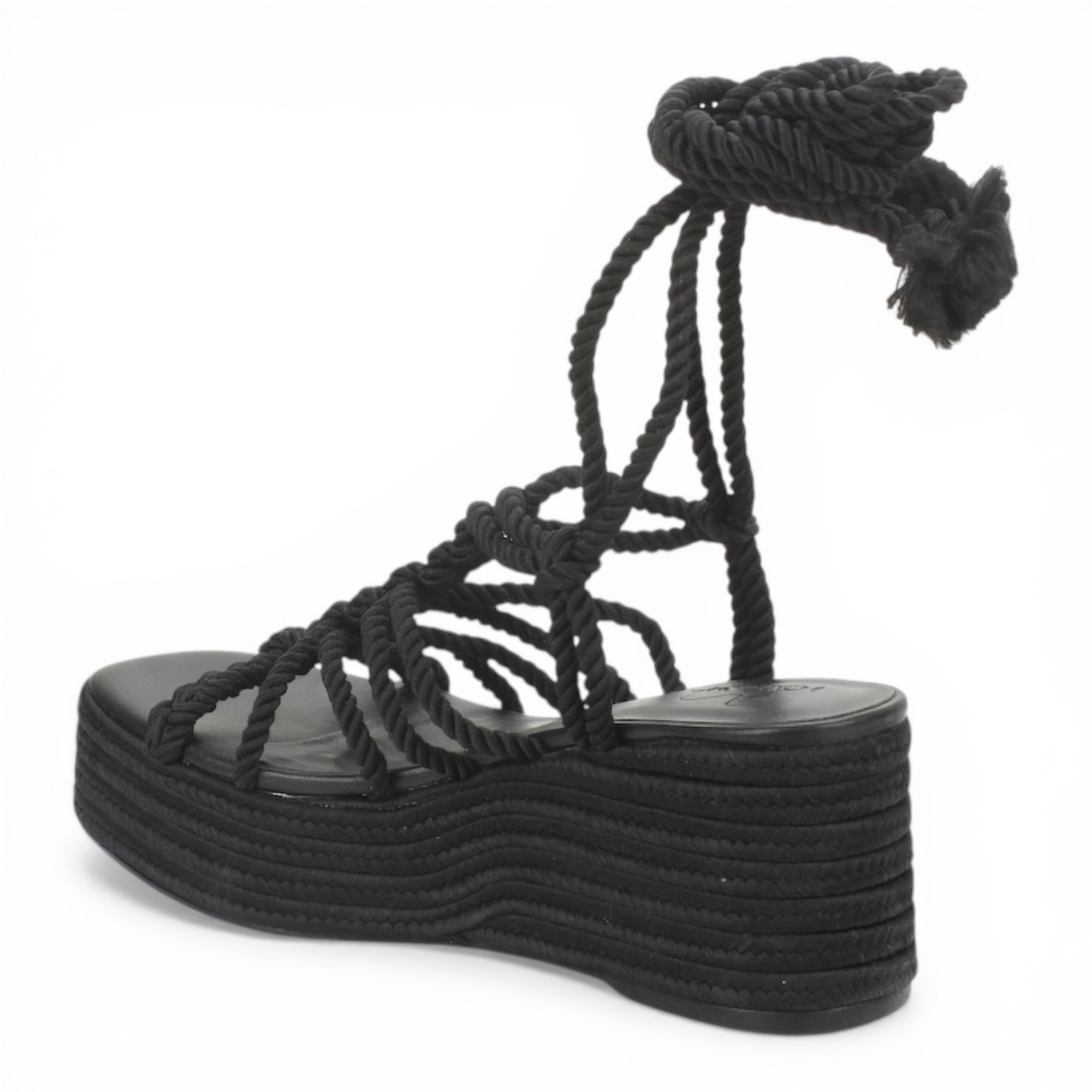 Love Rio Alexa Rope Wedge Sandal - Black