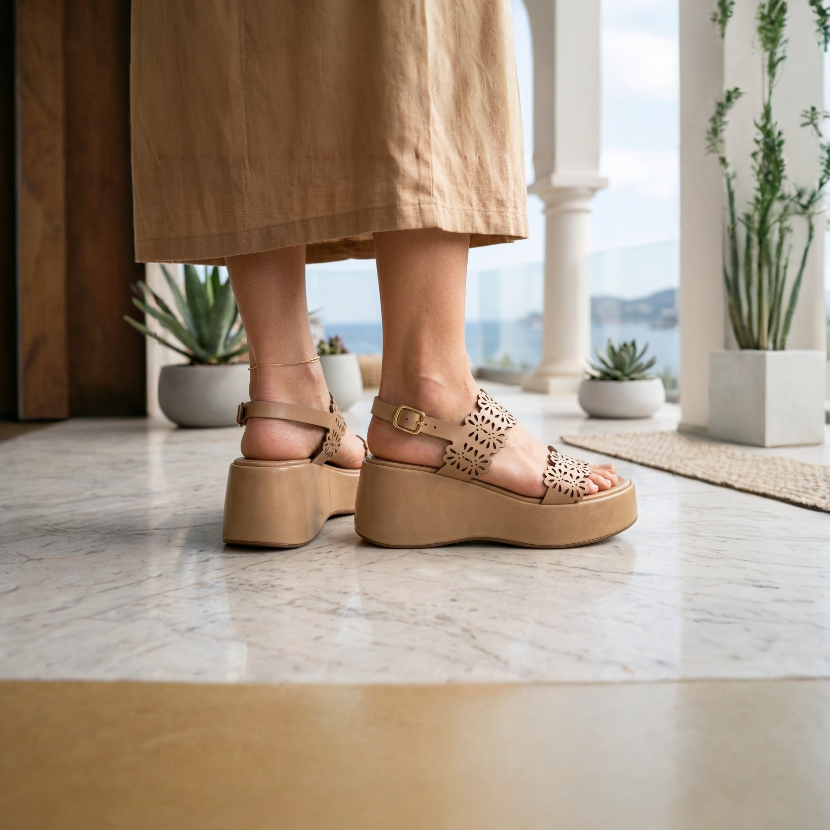 Love Rio Betty Platform Wedge - Nude