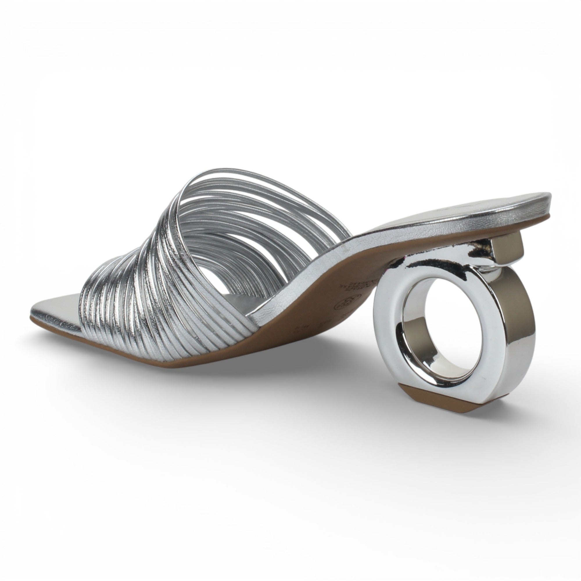 Bruno Menegatti Aria Slide Sandal Designer Heel - Silver