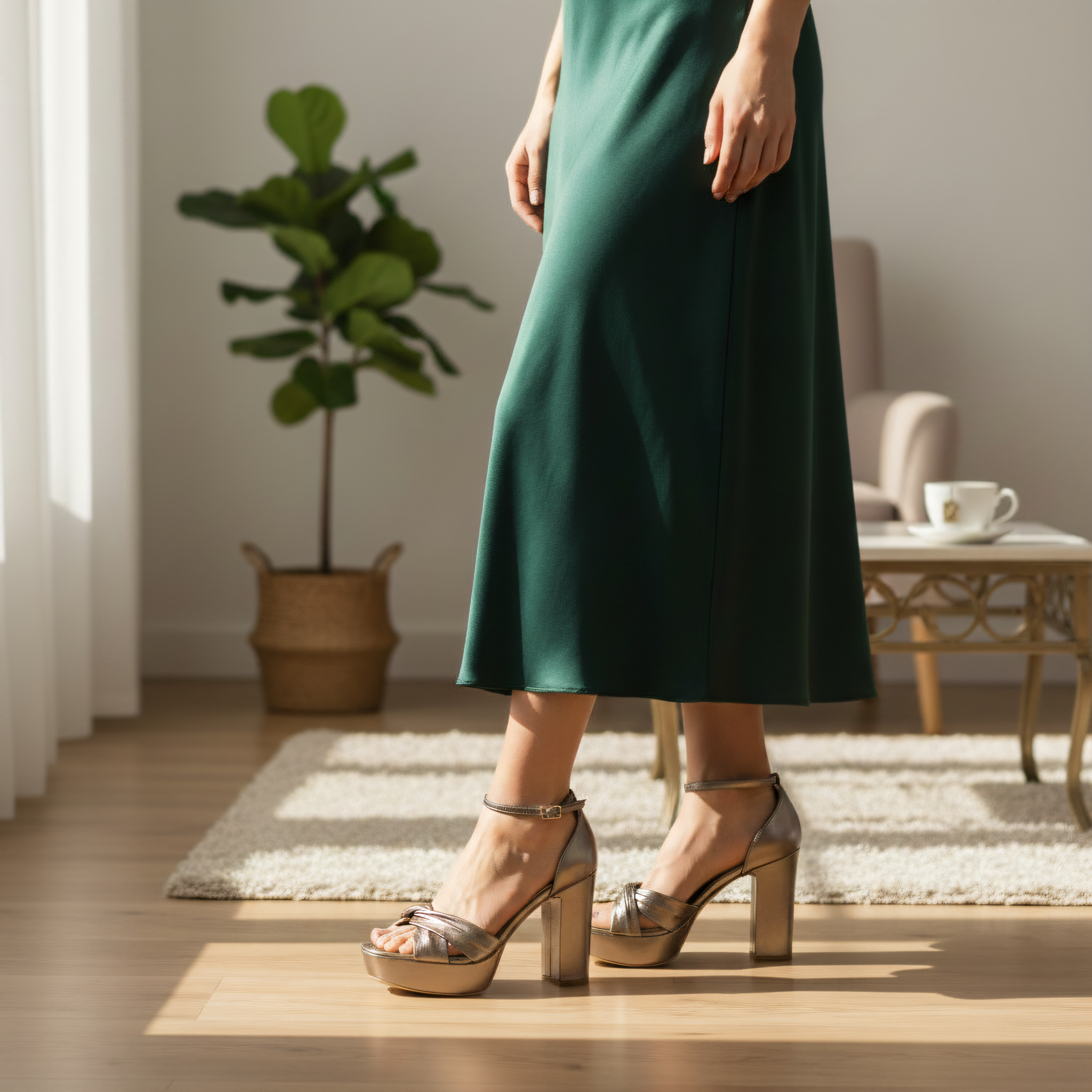 Bruno Menegatti Julie Leather Dress Sandal - Pewter