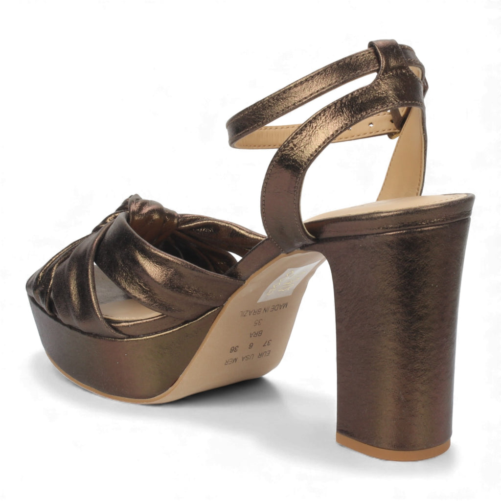 Bruno Menegatti Lauren Leather Dress Sandal - Coffee Metal