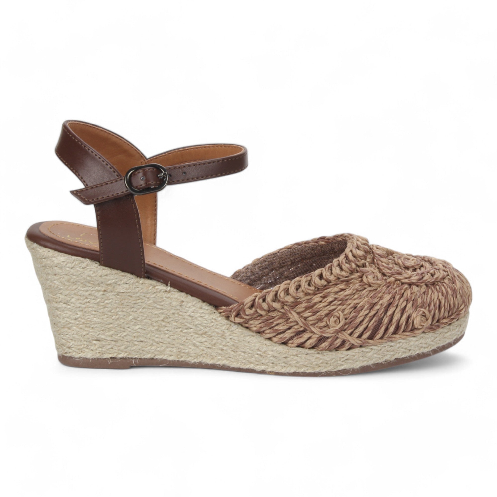 Love Rio Thara Espadrille Crochet Wedge - Chocolate Mousse