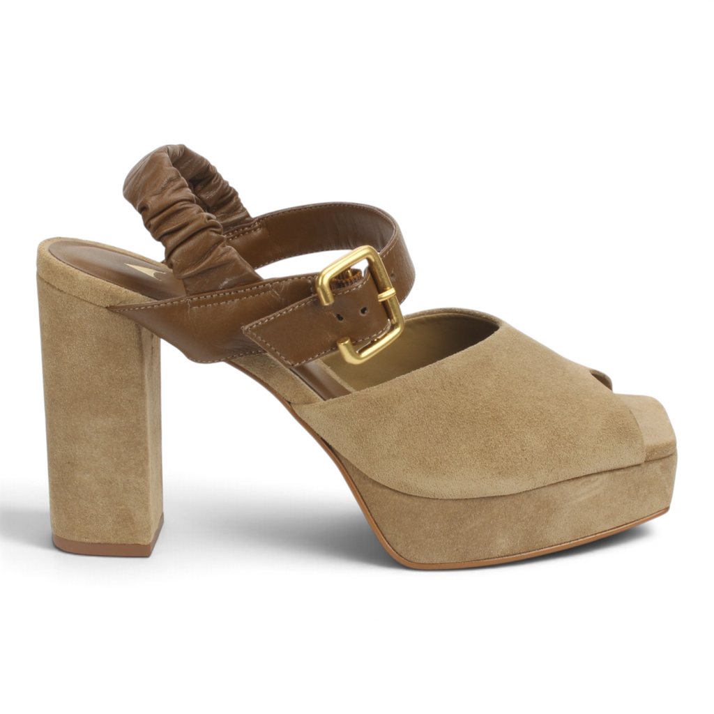 Carrano Platform Sandal Leather Suede - Almond Saddle