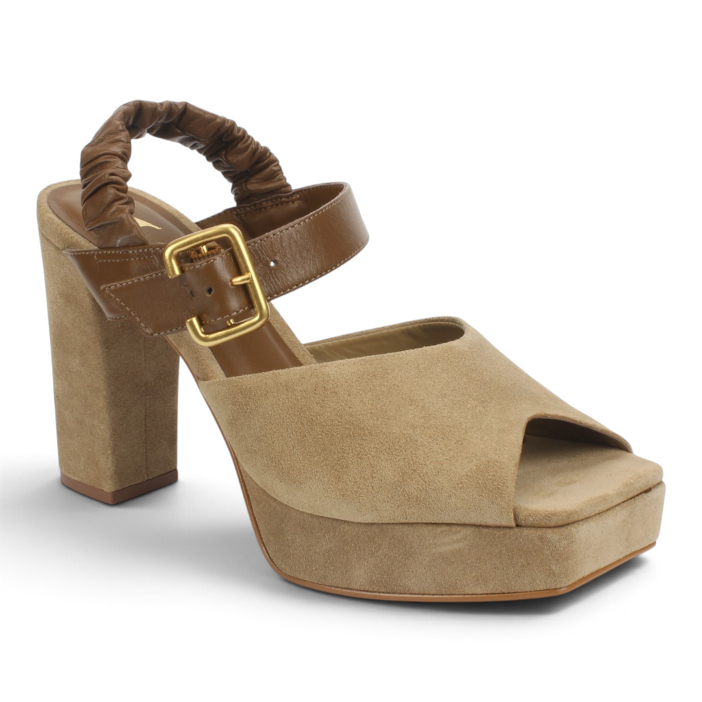 Carrano Platform Sandal Leather Suede - Almond Saddle