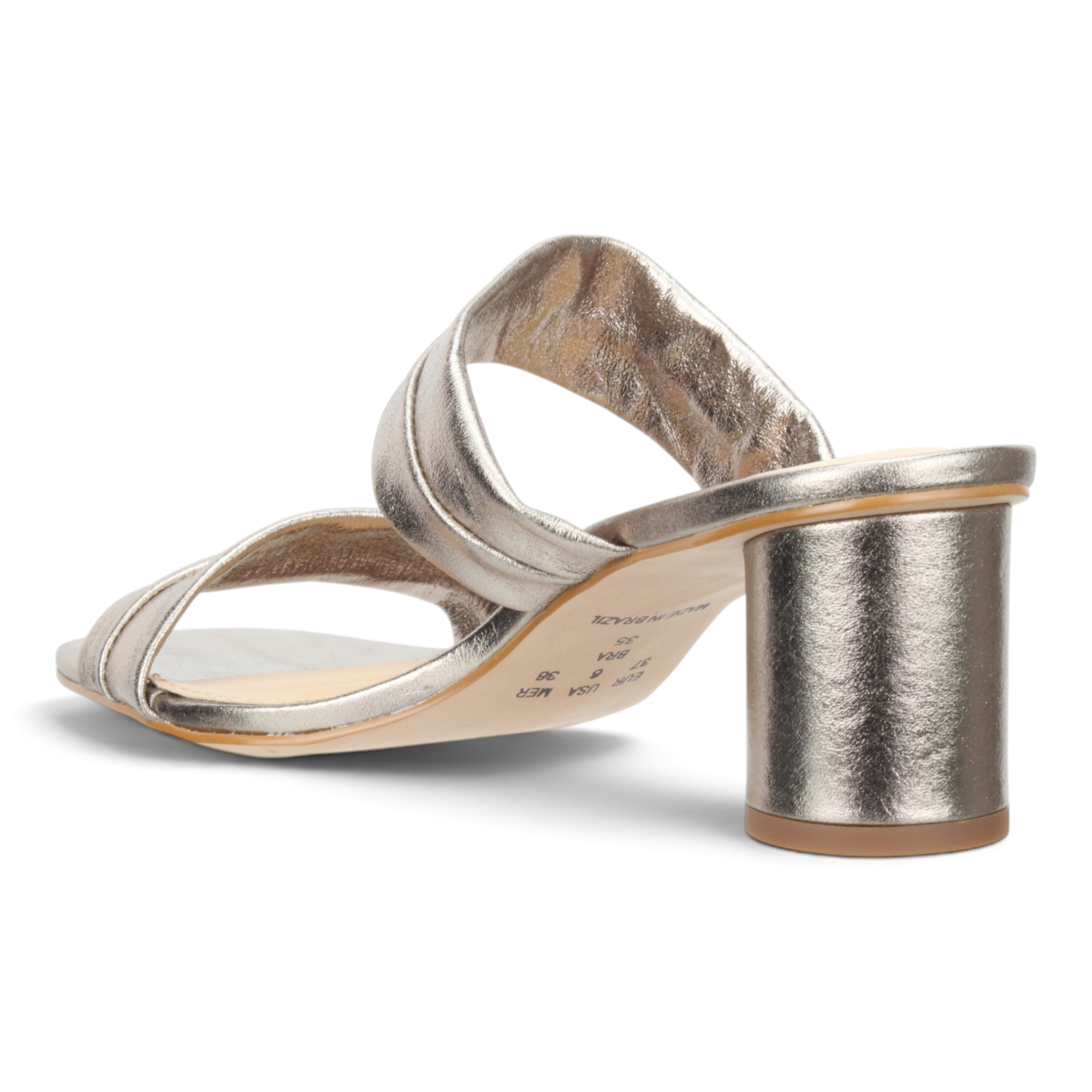 Bruno Menegatti Victoria Leather Slide Sandal - Pewter Leather Heel