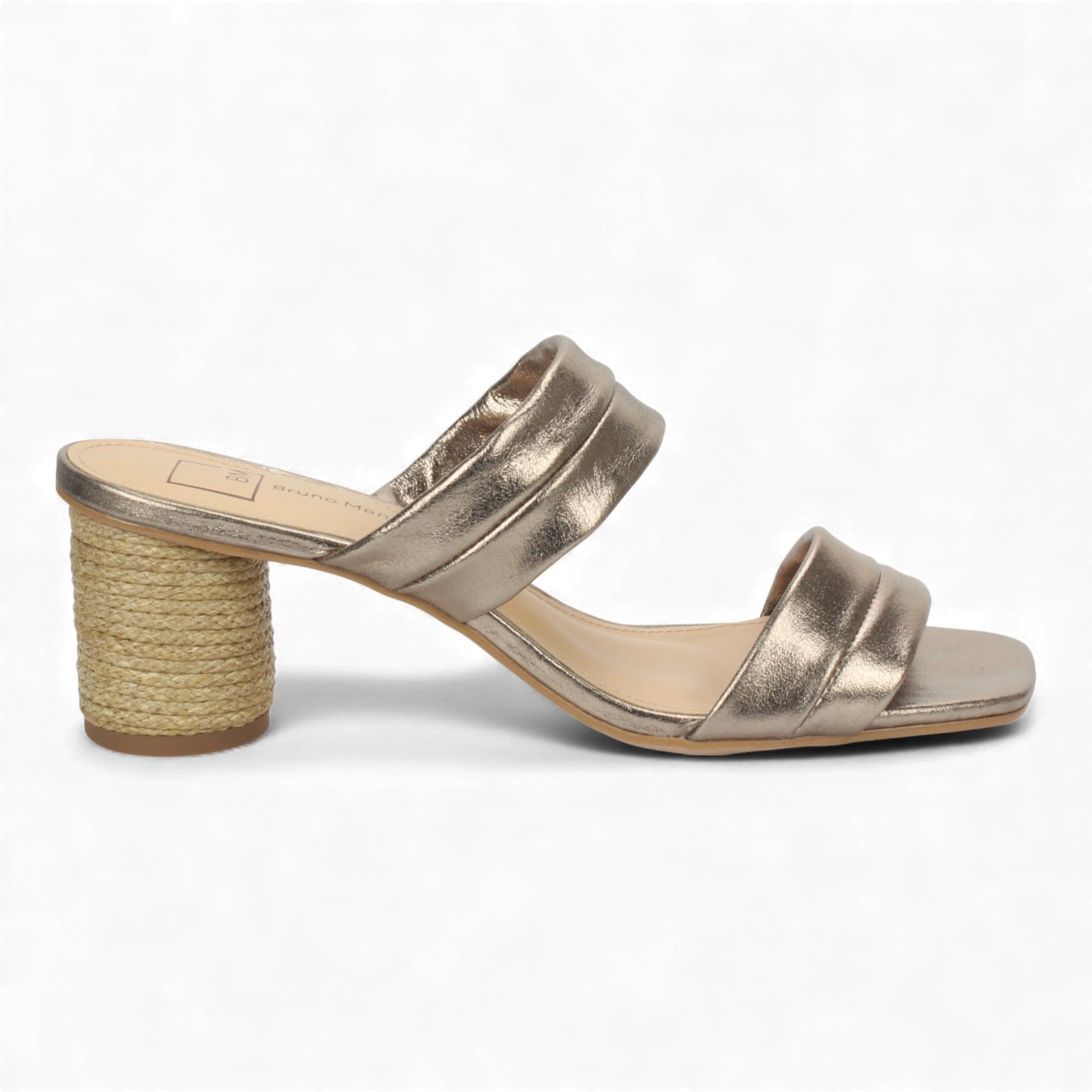 Bruno Menegatti Victoria Leather Slide Sandal - Pewter Rope Heel