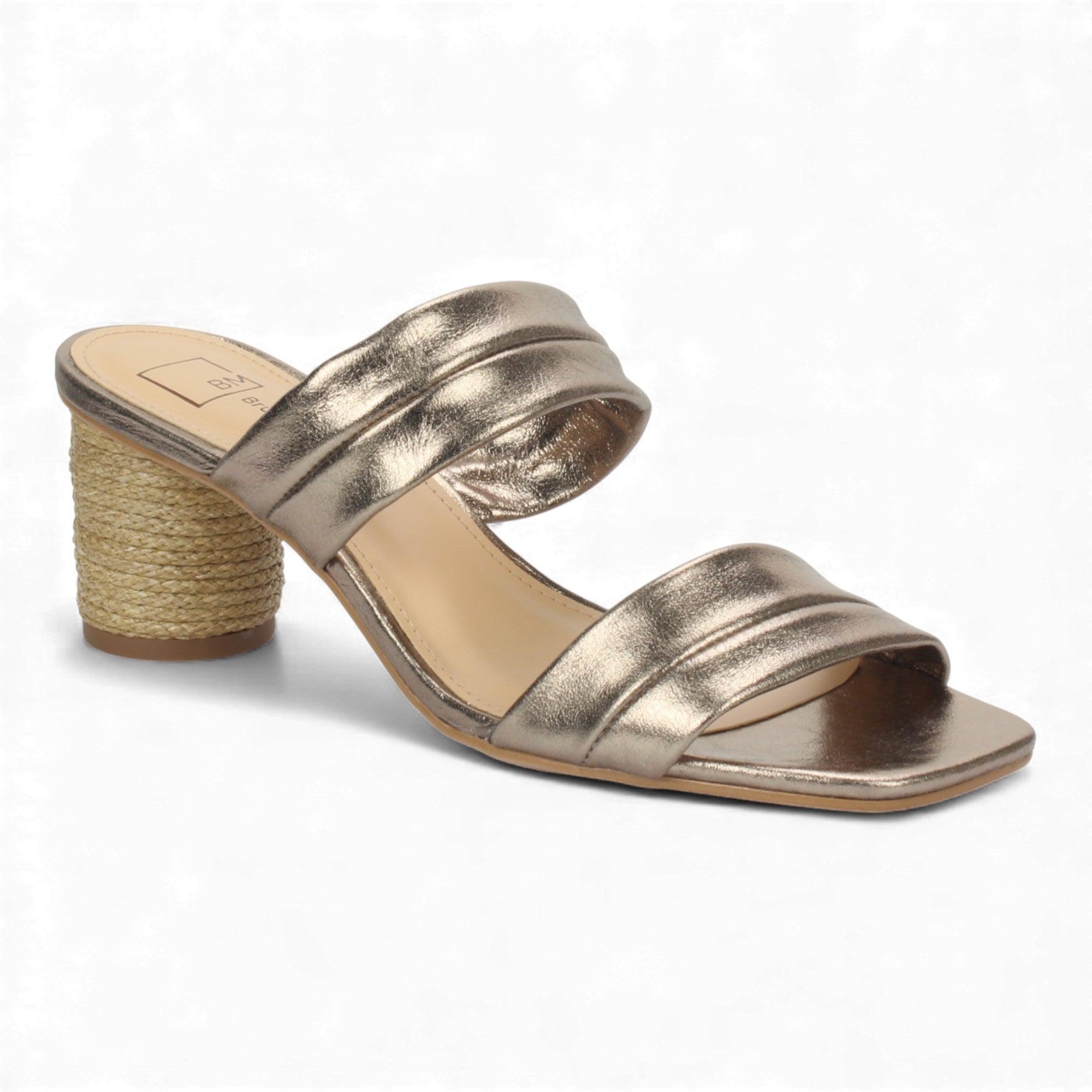 Bruno Menegatti Victoria Leather Slide Sandal - Pewter Rope Heel