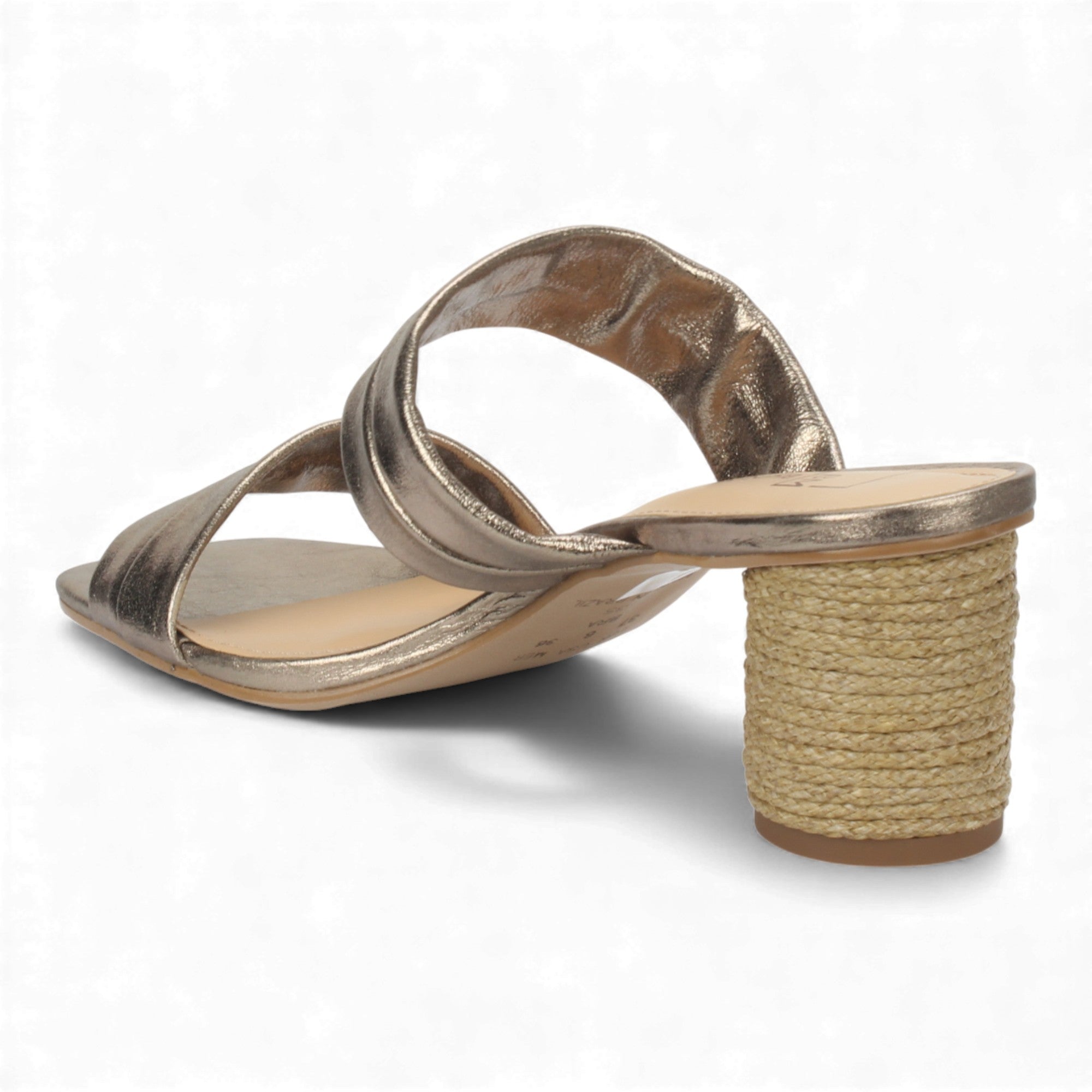 Bruno Menegatti Victoria Leather Slide Sandal - Pewter Rope Heel