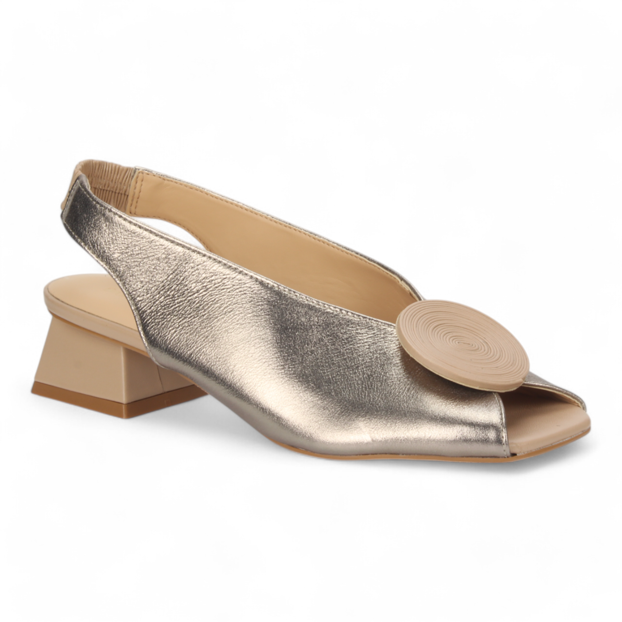 Bruno Menegatti Carah Sling back Leather Pump - Pewter Nude
