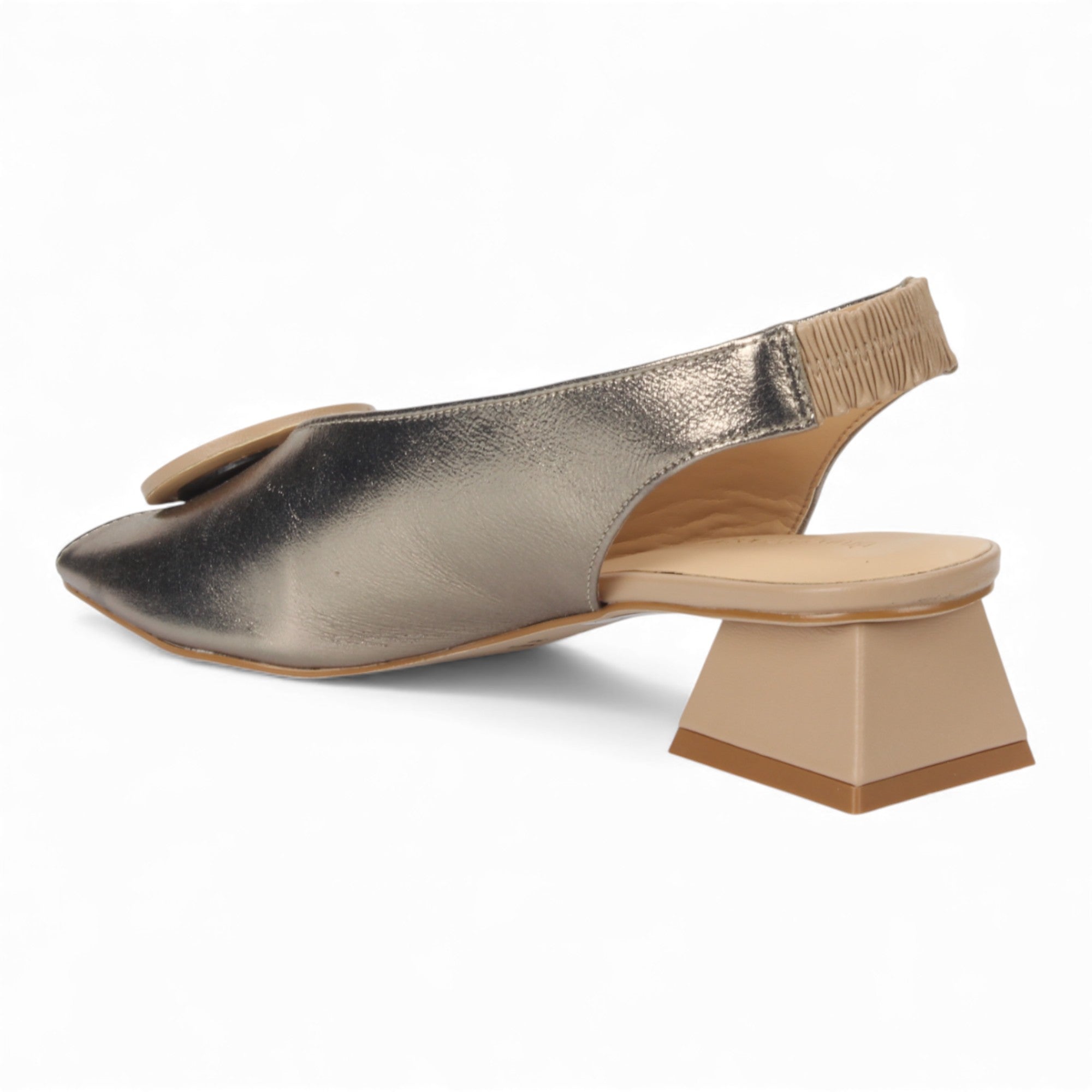 Bruno Menegatti Carah Sling back Leather Pump - Pewter Nude