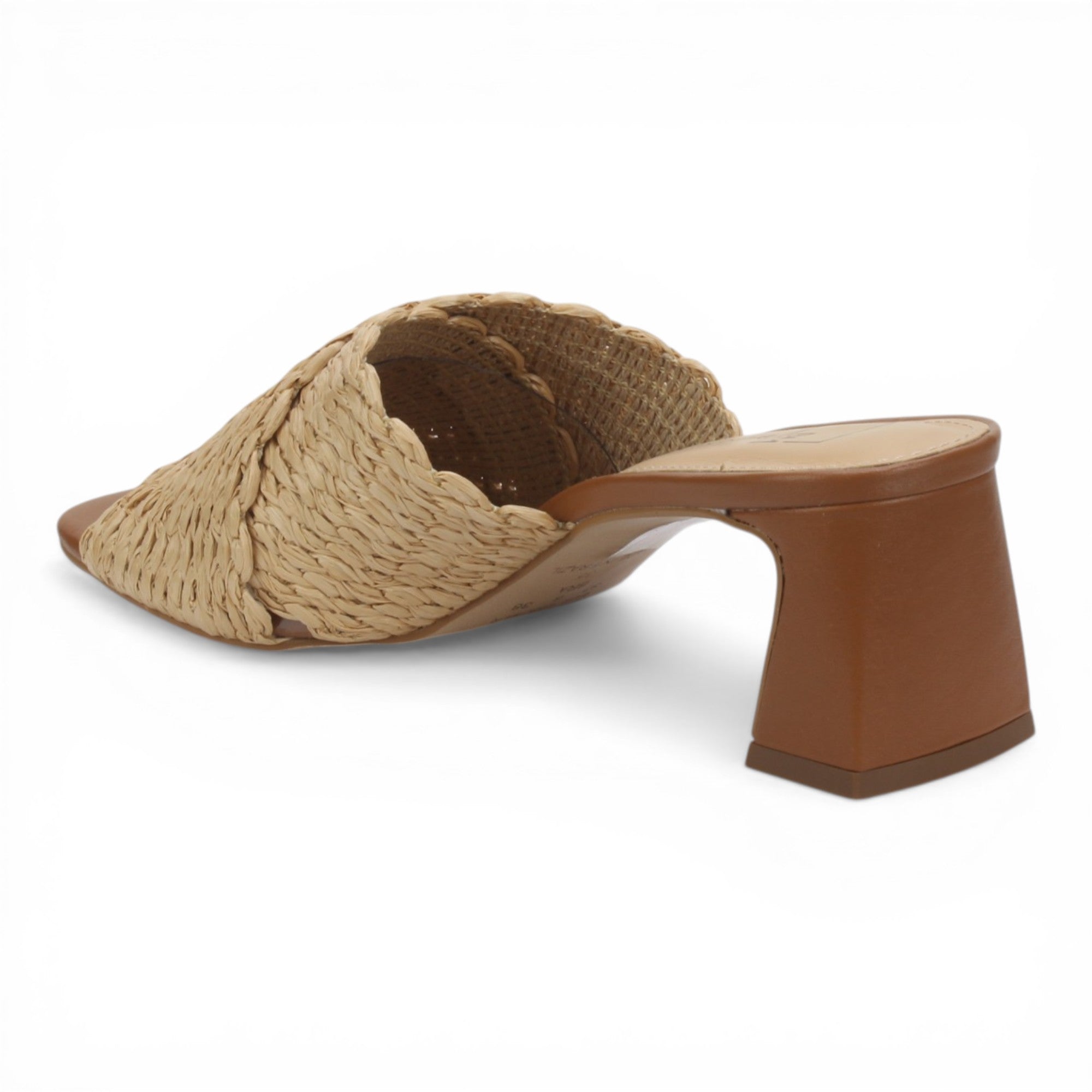 Bruno Menegatti Sheena Leather/Straw Mule Slide Sandal - Caramel