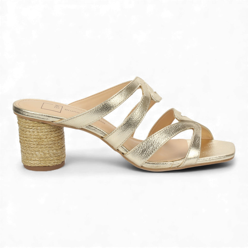 Bruno Menegatti Leather Slide Mules Sandals - Gold