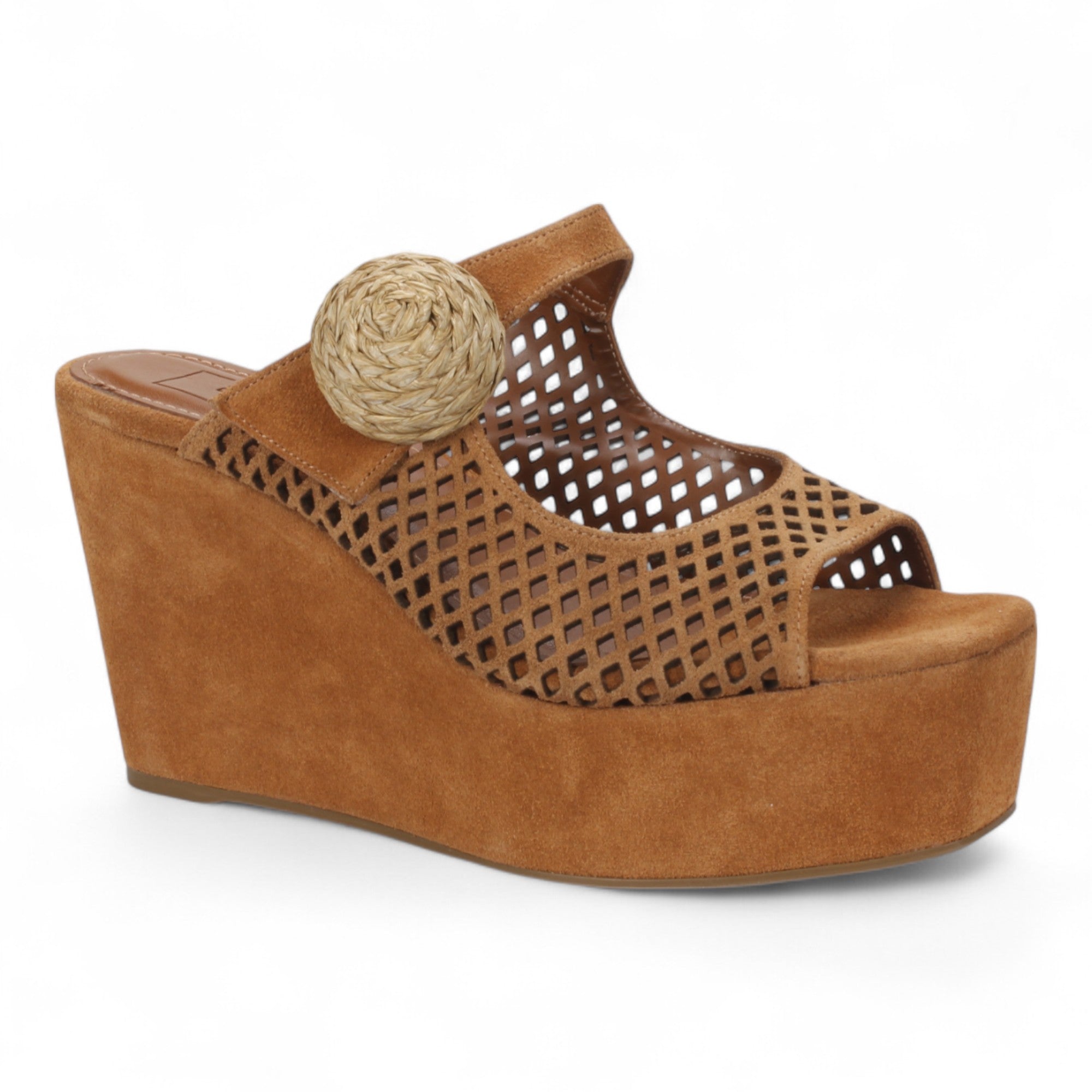 Bruno Menegatti Athina Leather Suede Wedge Sandal - Chestnut