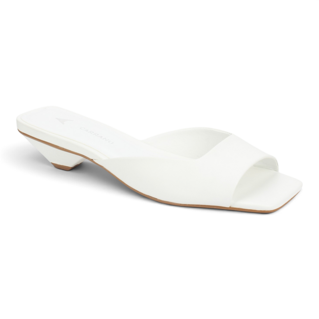 Carrano Ella Low Heel Leather Sandal - White