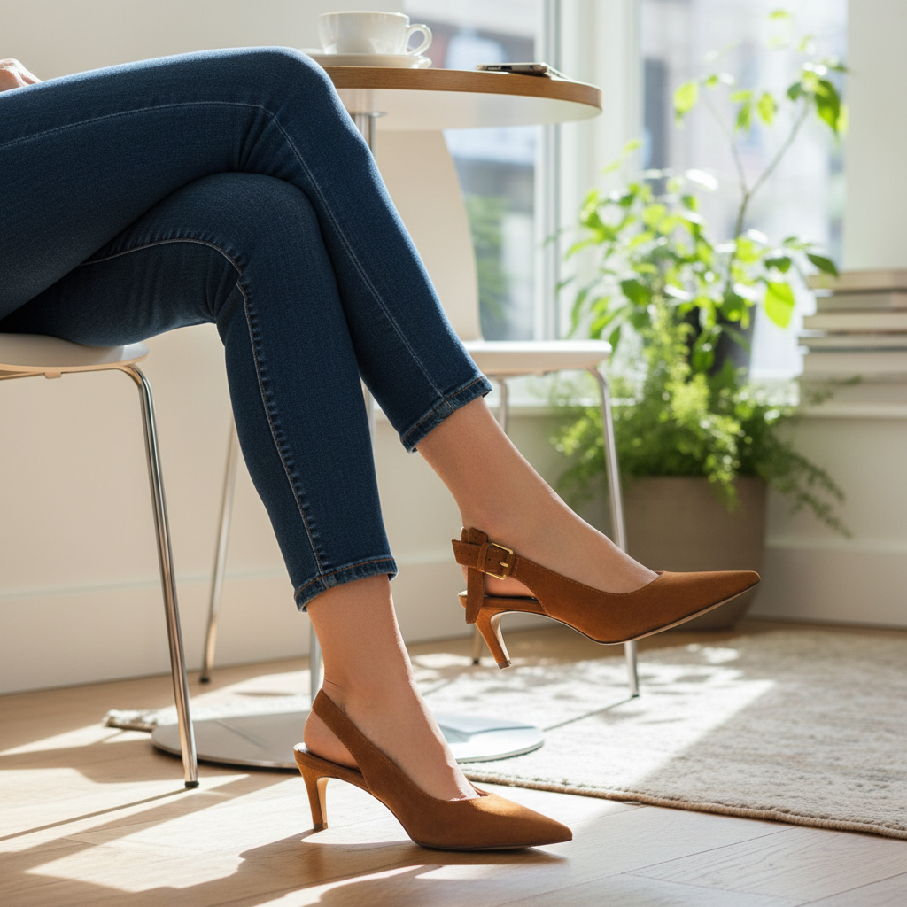 Carrano Irida Leather Suede Slingback - Tan