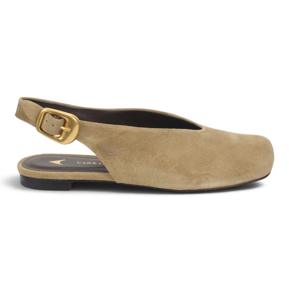 Carrano Dolce Leather Suede Slingback Flat - Almond