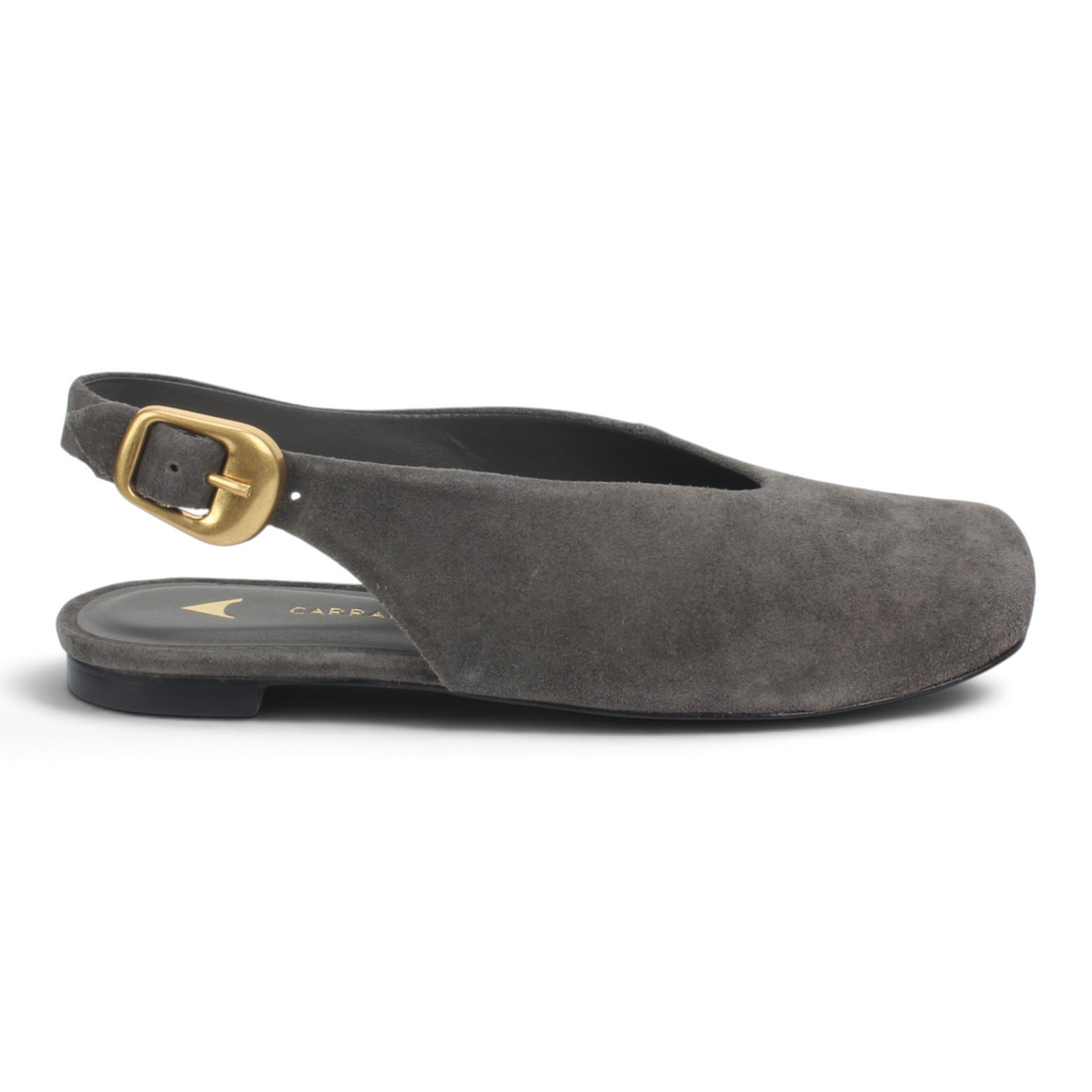 Carrano Dolce Leather Suede Slingback Flat - Graphite