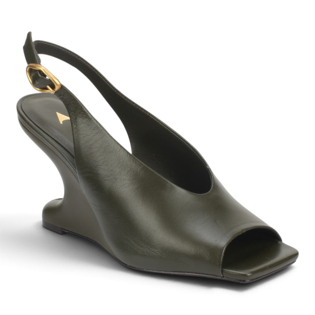 Carrano Luxe Leather Wedge Heel Sandal - Herb