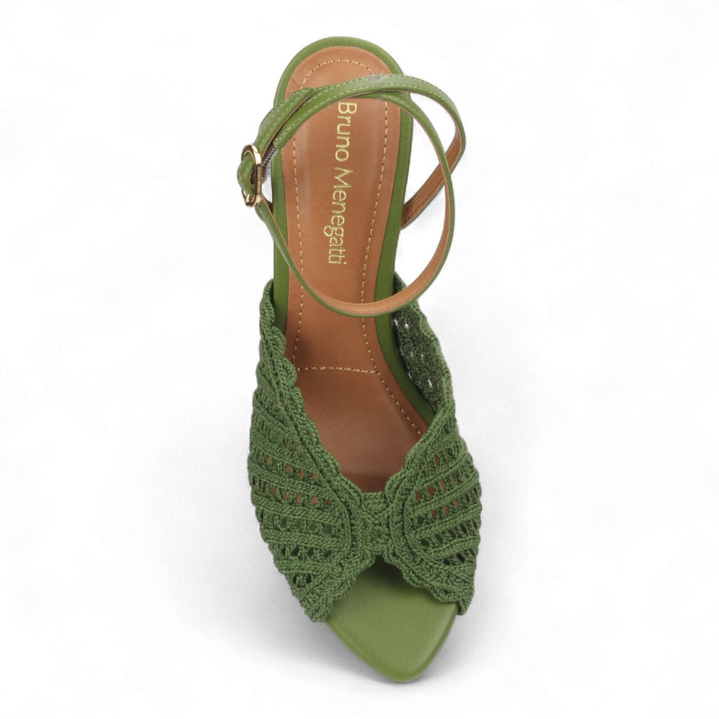 Bruno Menegatti Ankle Strap Crochet Sandal - Green