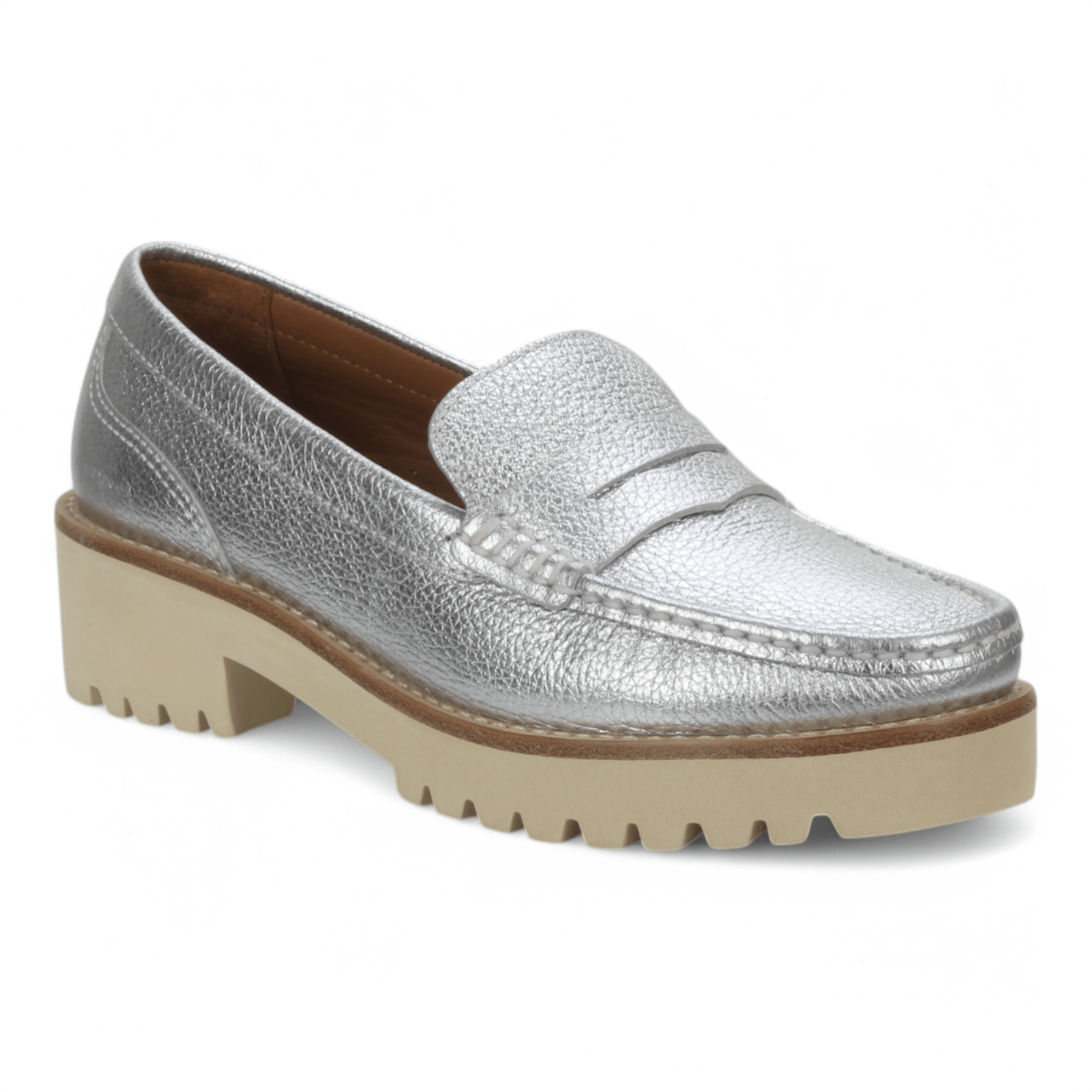 Bruno Menegatti Carrera Leather Loafer Metallic - Silver