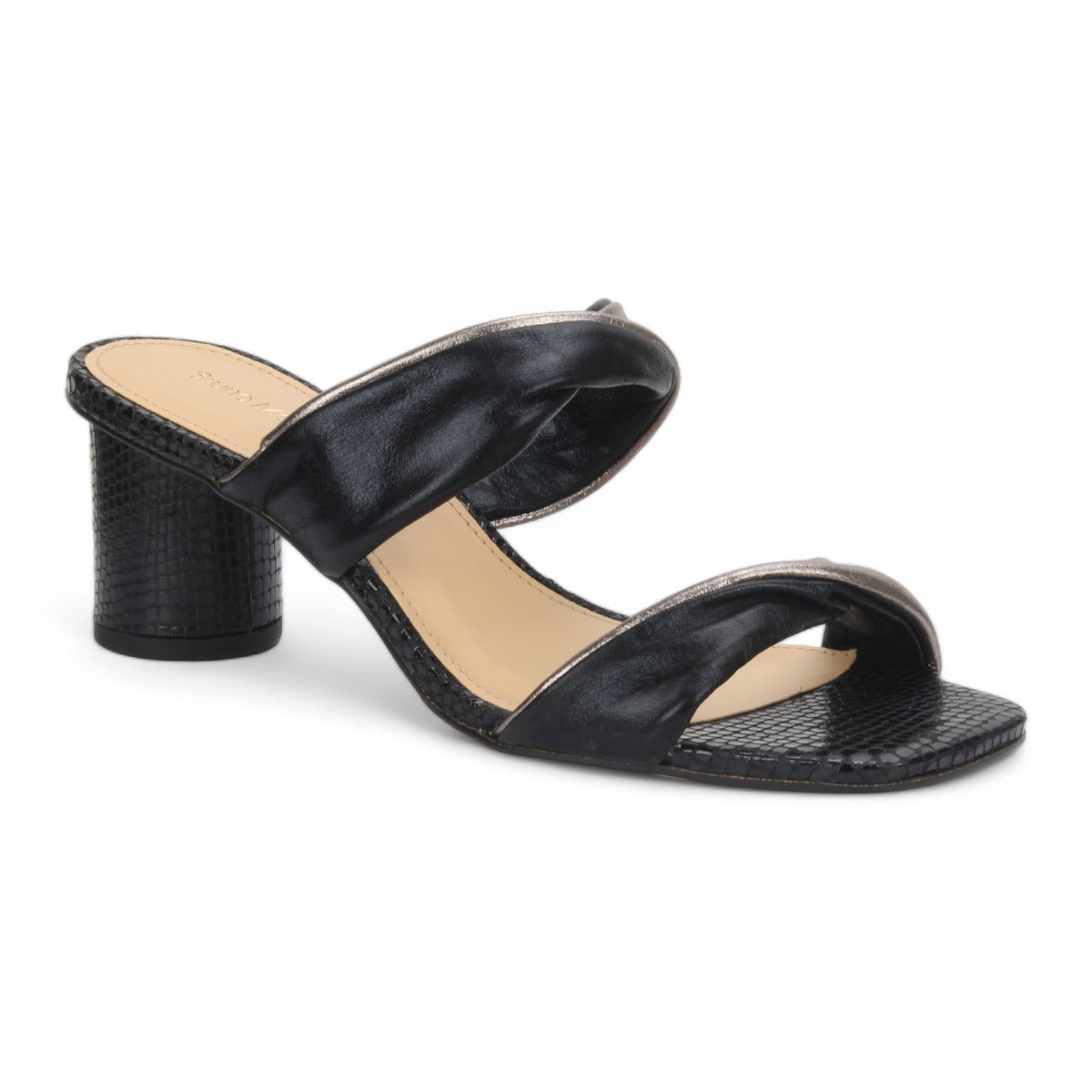 Bruno Menegatti Diana Heeled Slide Sandal - Black Onyx